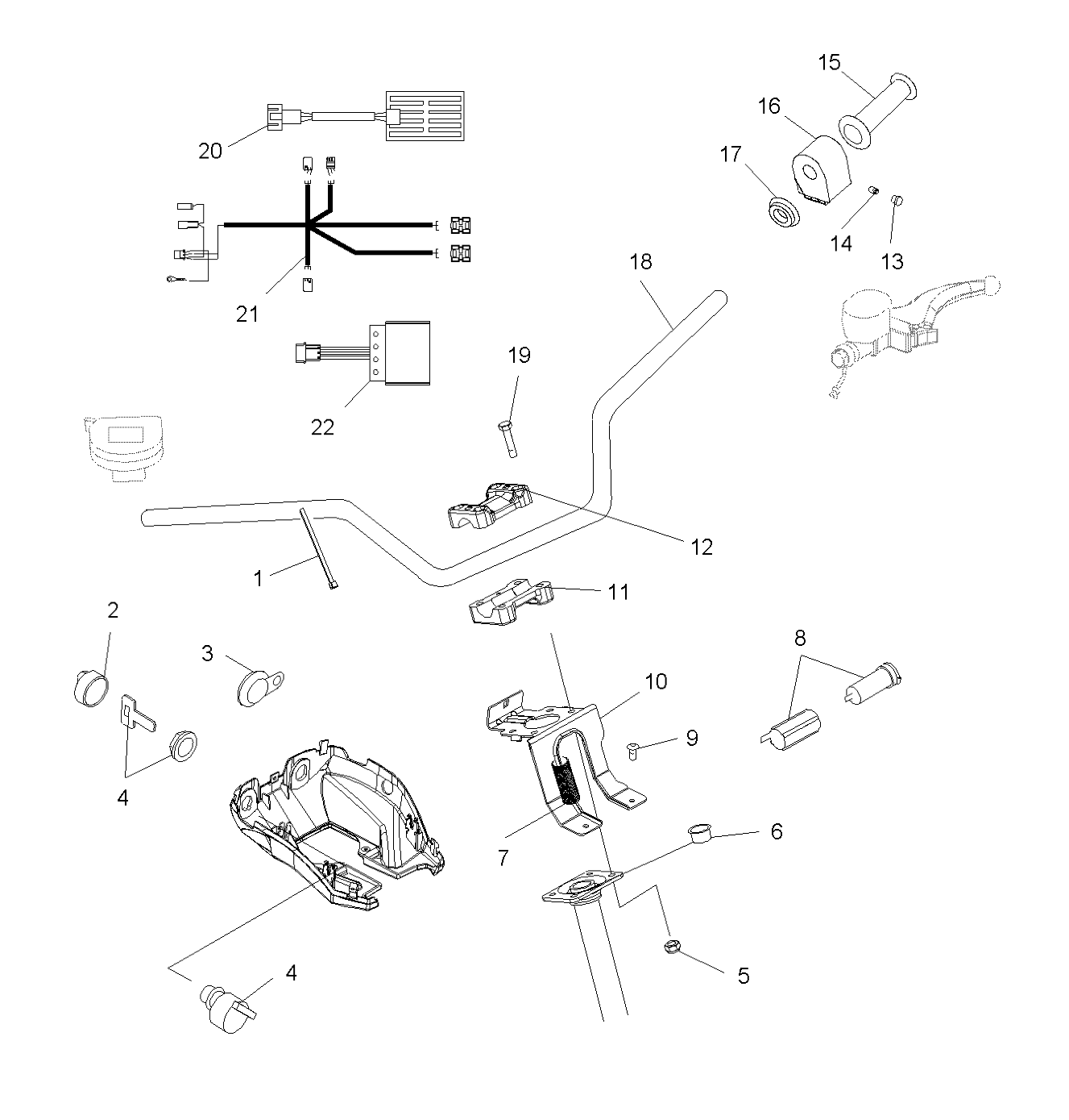 HANDLEBAR and CONTROLS - A06MH68AQ/AT/AX/AY/AZ (4999200229920022B12)