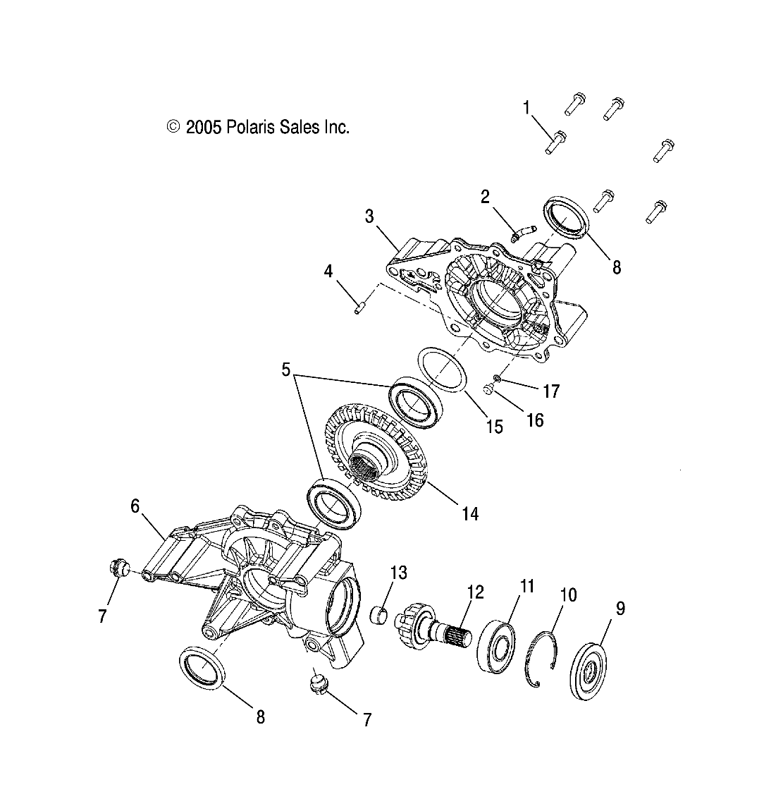 DRIVE TRAIN, REAR GEARCASE INTERNALS (Built 2/01/08 and After) - A08MH76SS/SF (4999200299920029D04)