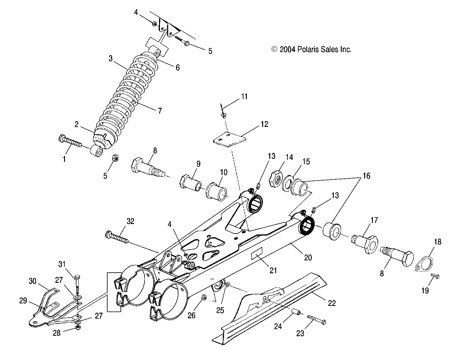 SWING ARM and SHOCK MOUNTING - A05CA32EA (4999200489920048C02)