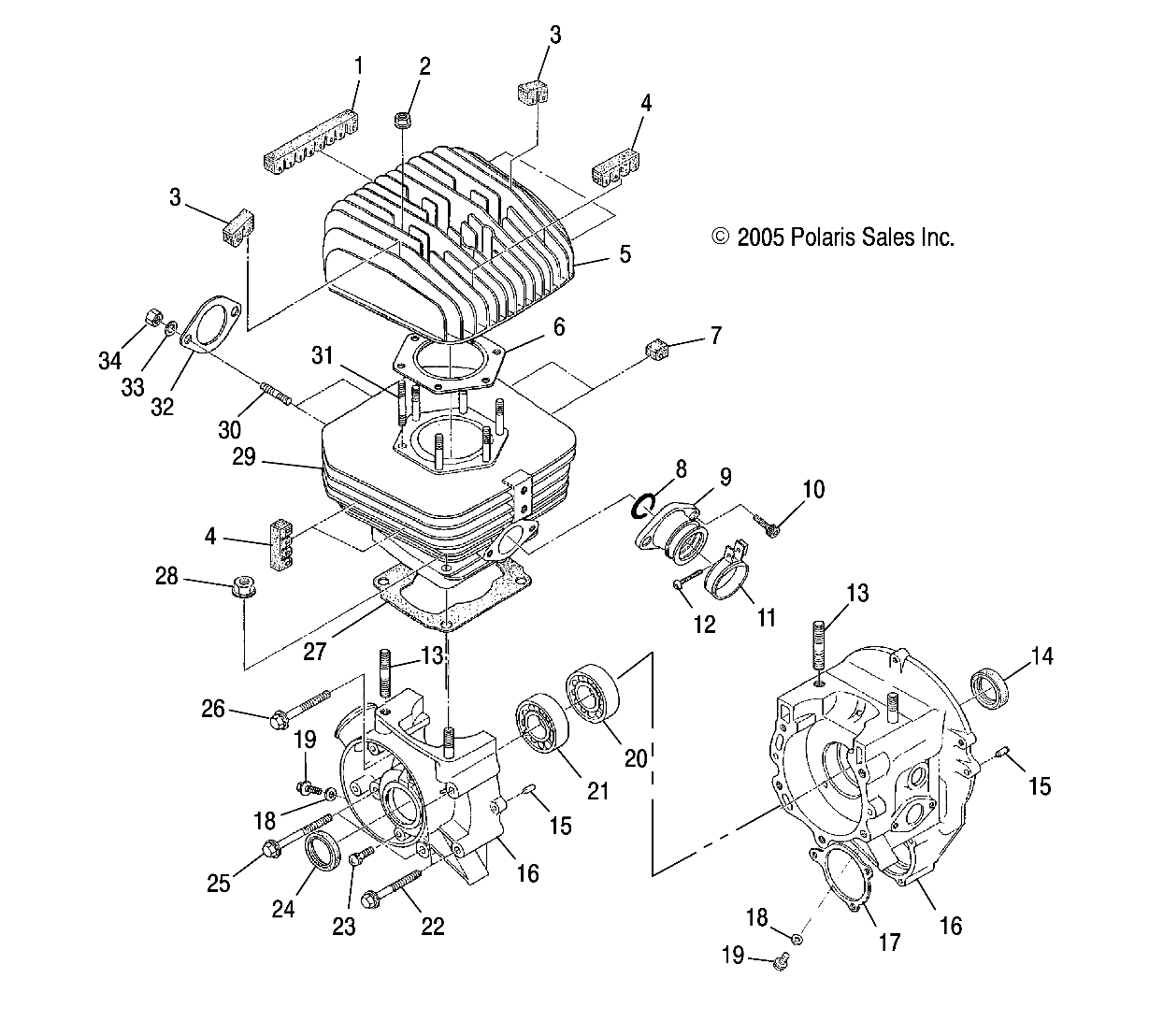 CRANKCASE and CYLINDER - A04BA25CA/CB (4999201499920149C05)