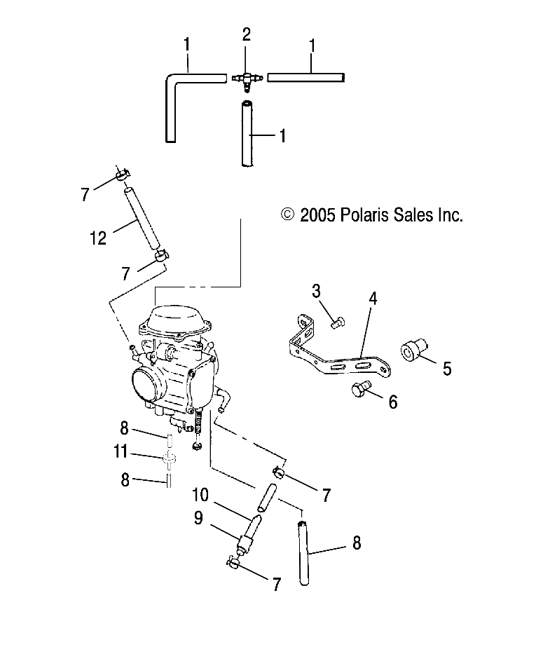 ENGINE, CARBURETOR MOUNTING/VENTING/FUEL LINES - A07CL50AA (4999201649920164A10)