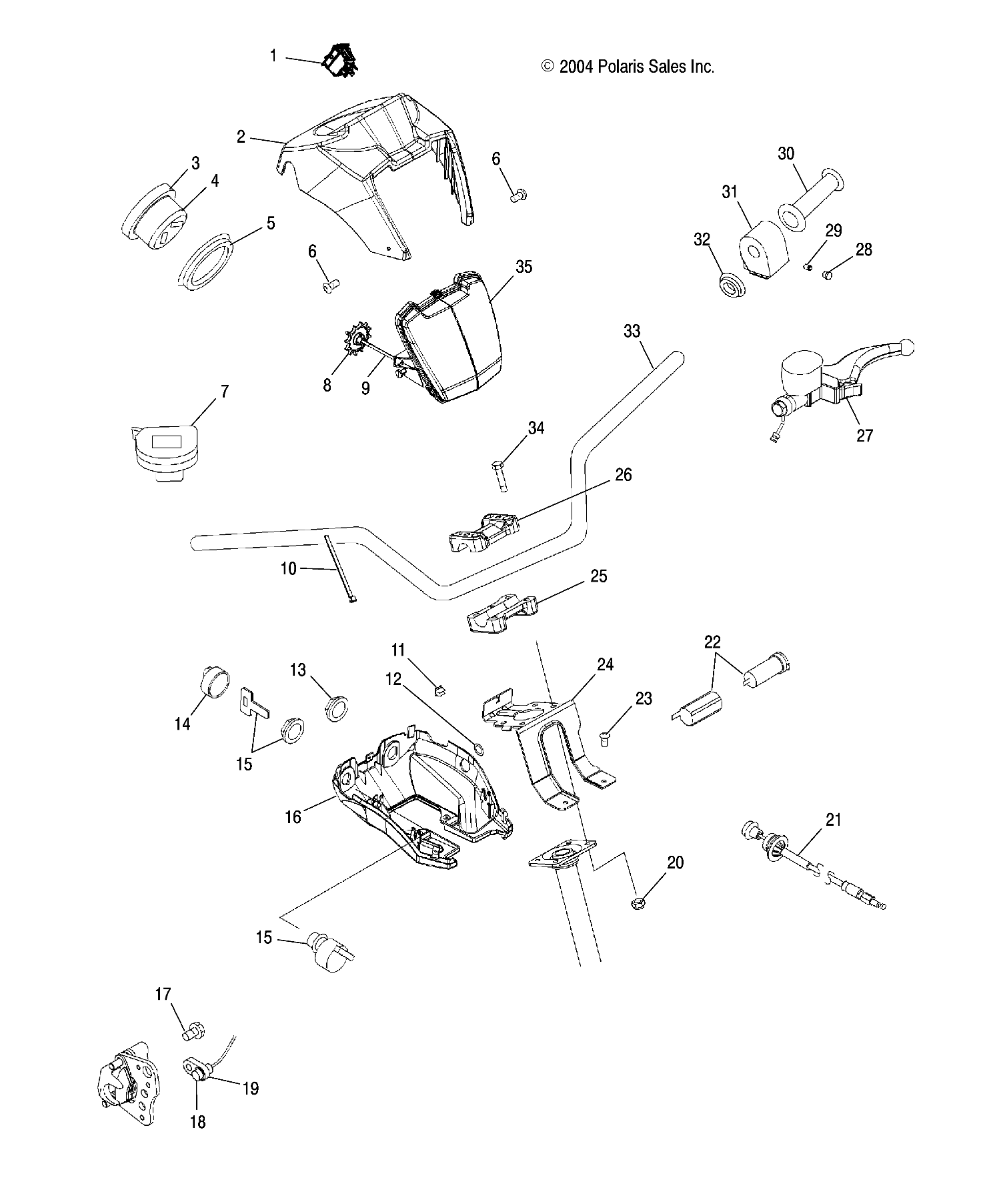 HANDLEBAR and HEADLIGHT POD - A05MH68AP (4999609960C03)