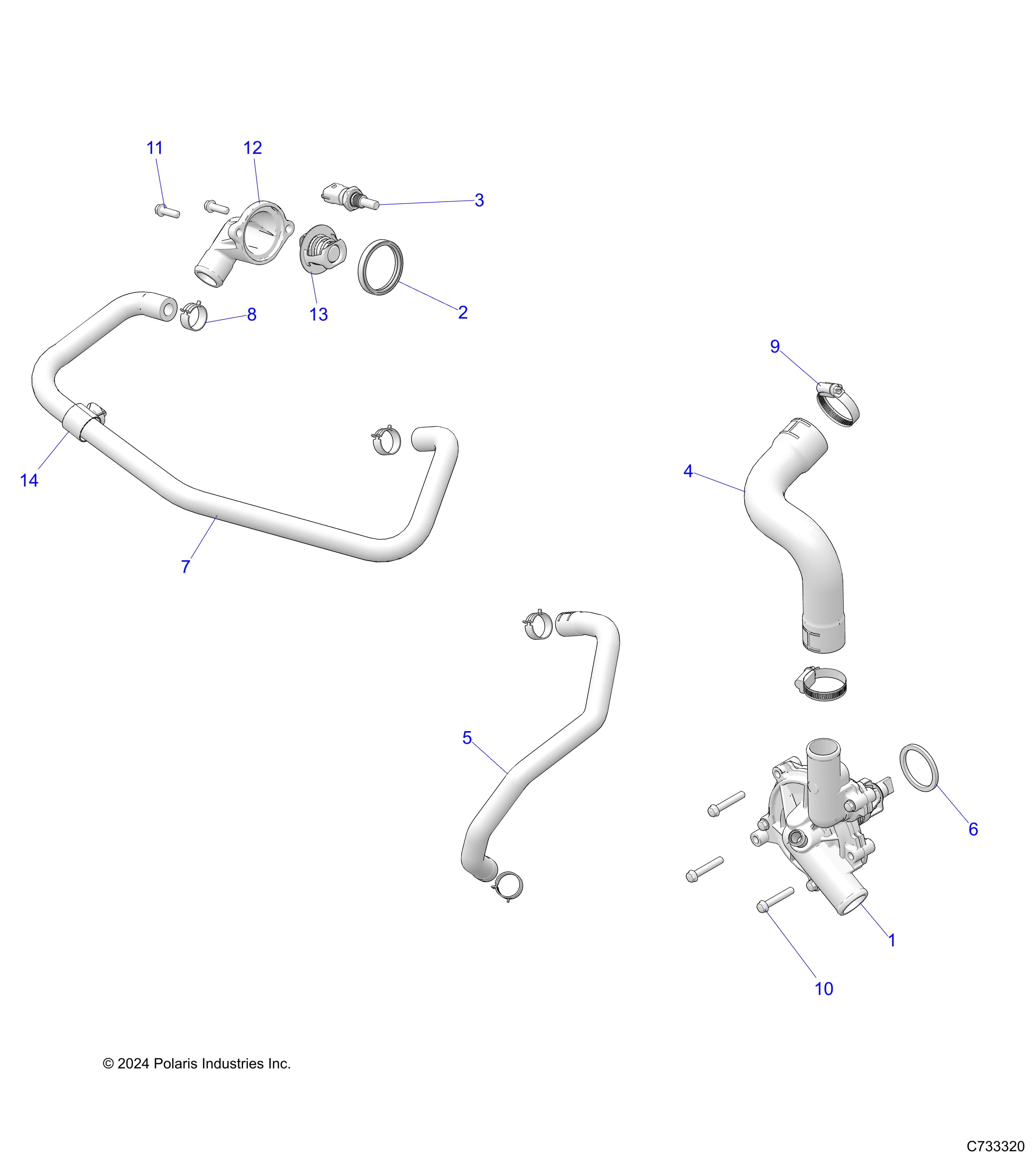 ENGINE, WATERPUMP AND BYPASS - R25RRS99GP/G9 (C733320)