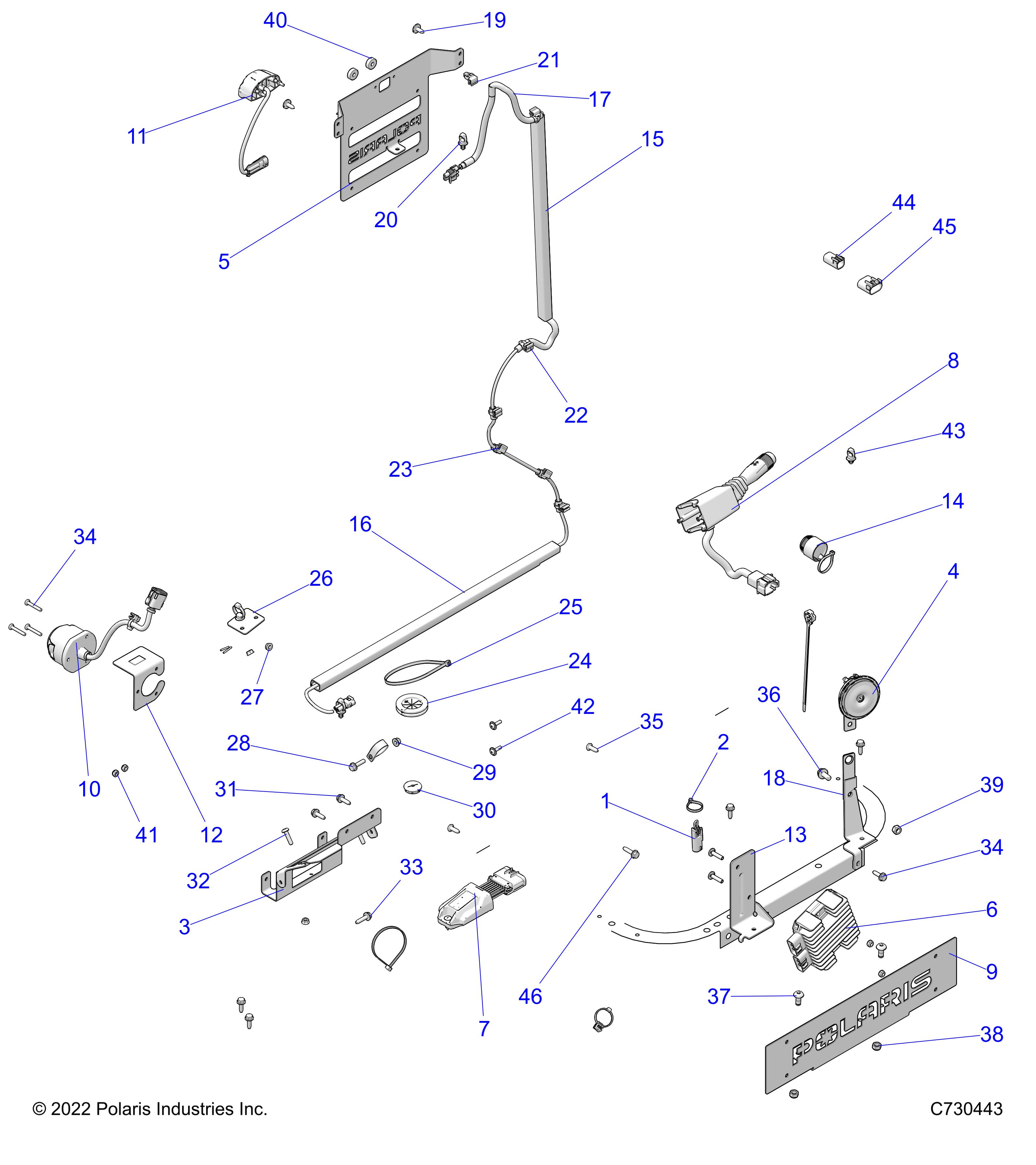 ELECTRICAL, WIRE HARNESS COMPONANTS, AND LICENSE PLATES  - R24MAA57F1/MASC1/F1/C9/F9/CK (C730443)