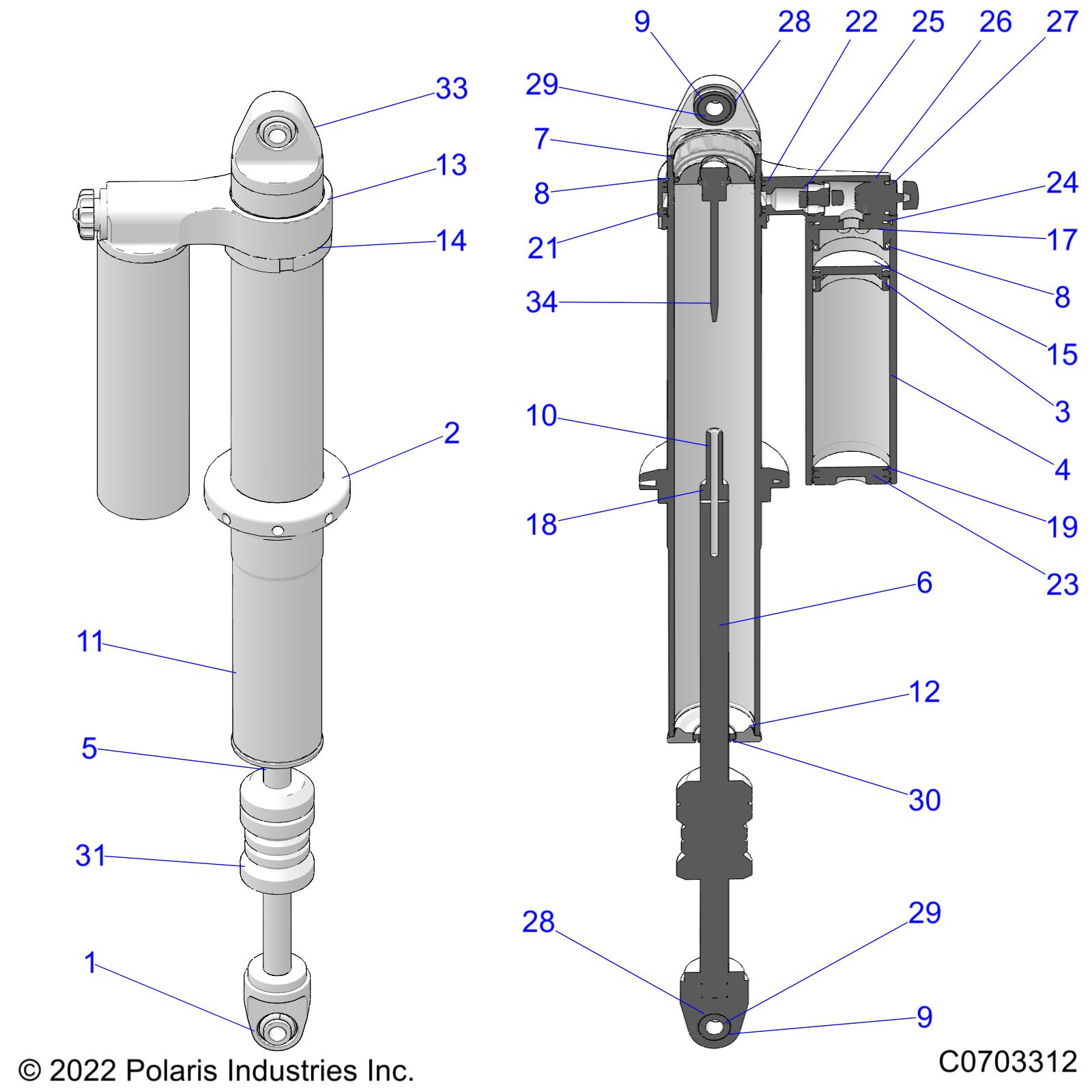 SUSPENSION, REAR SHOCK INTERNALS - Z22NAK99AK/AR/BK/BR/NAV99AK/AR/BK/BR