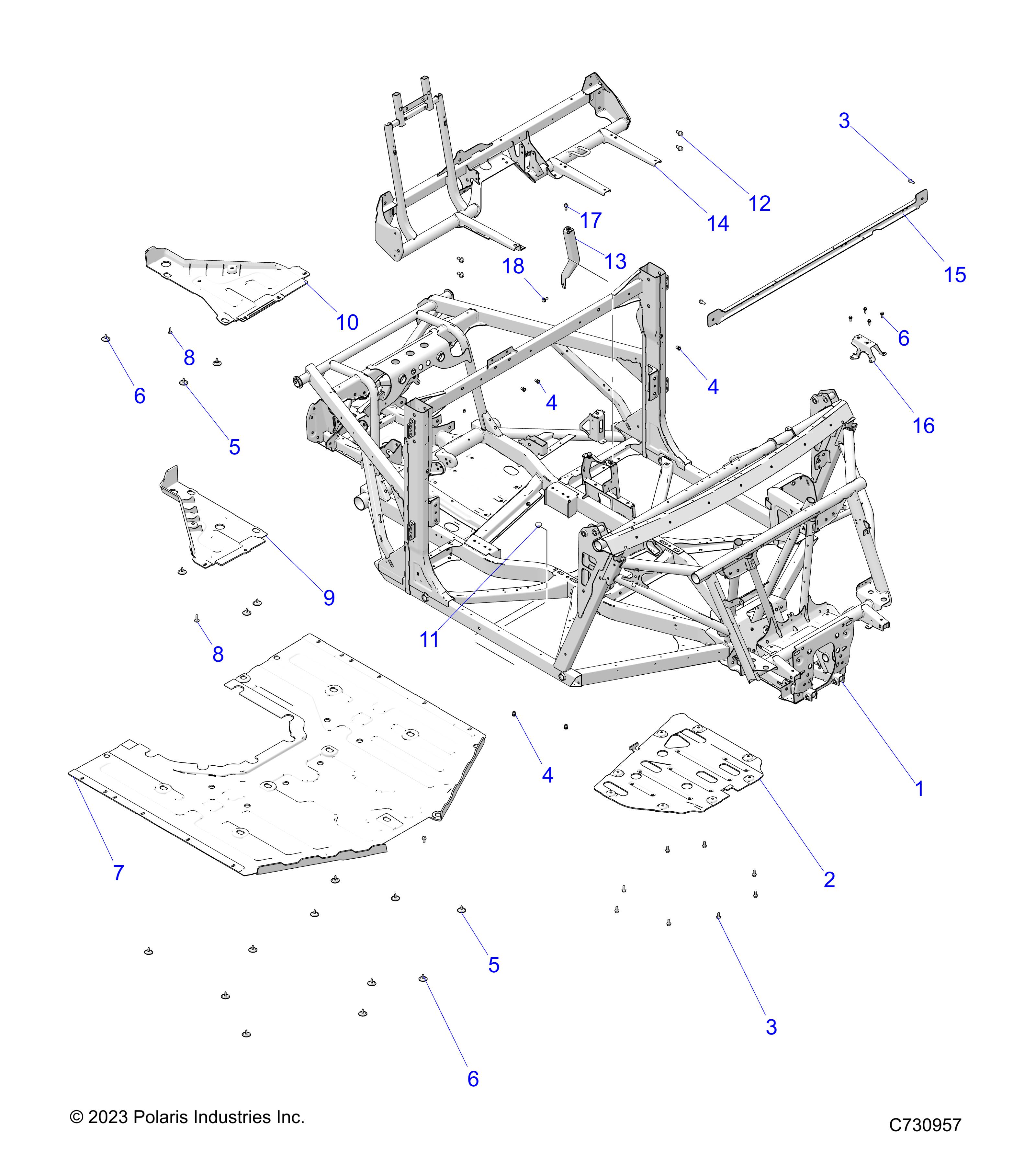 CHASSIS, MAIN FRAME AND SKID PLATES - R24XAW1RAH/BH/AS/BS/A9/B9 (C730957)