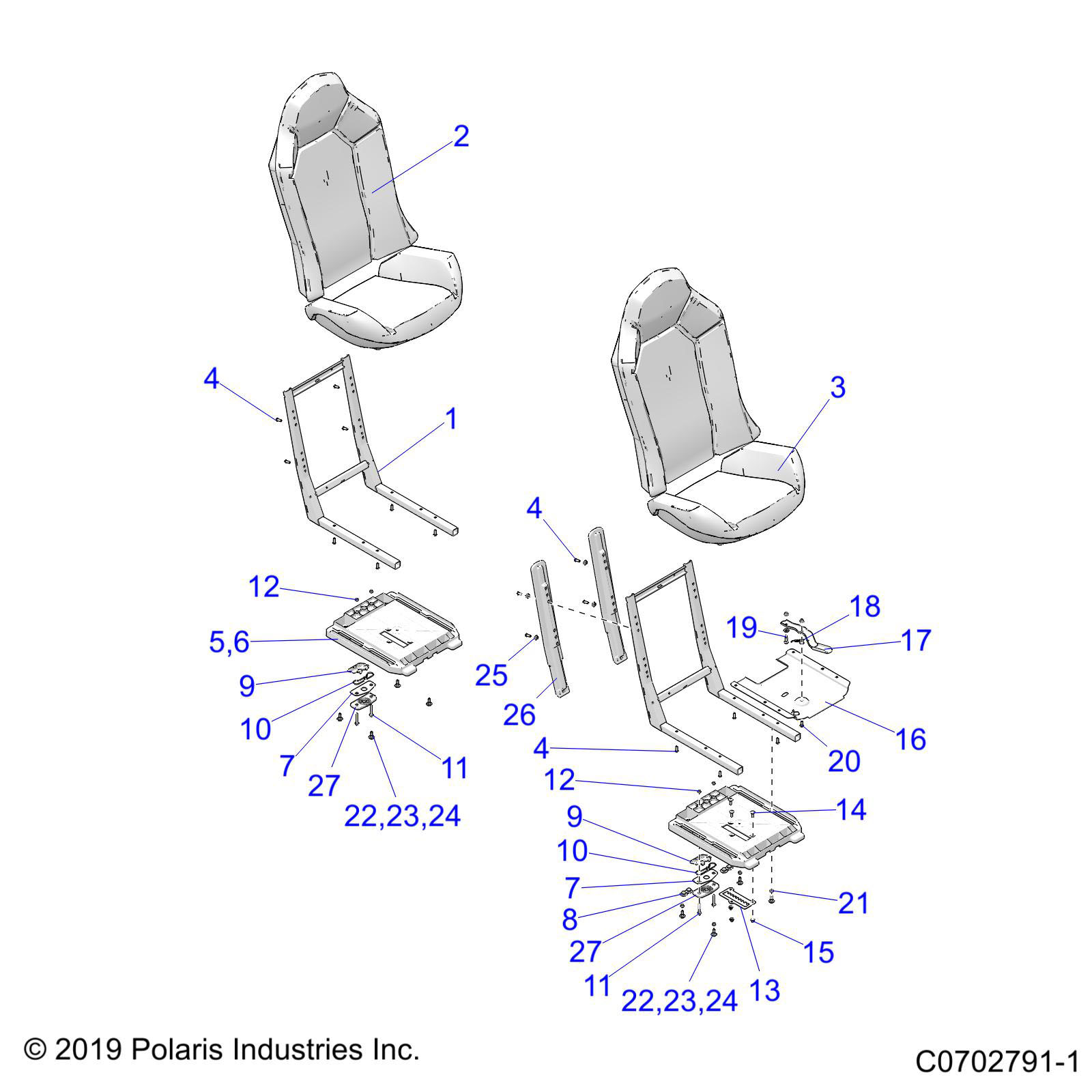 BODY, SEAT ASM. AND SLIDER - Z21P4E92AE/AN/BE/BN/L92AL/AT/BL/BT (C0702791-1)