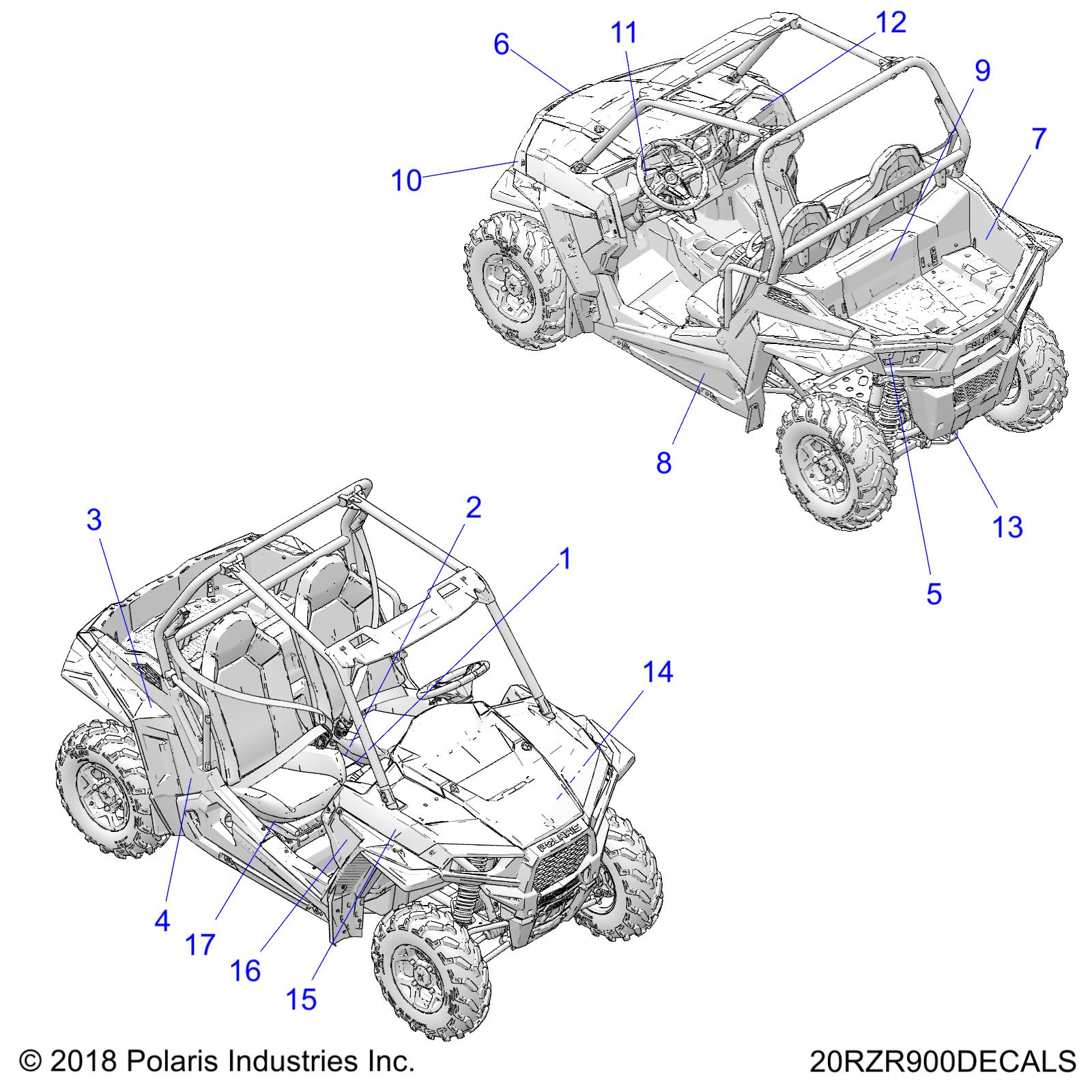 BODY, DECALS - Z20A5A87B2/E87BP/BK/BX (20RZR900DECALS)