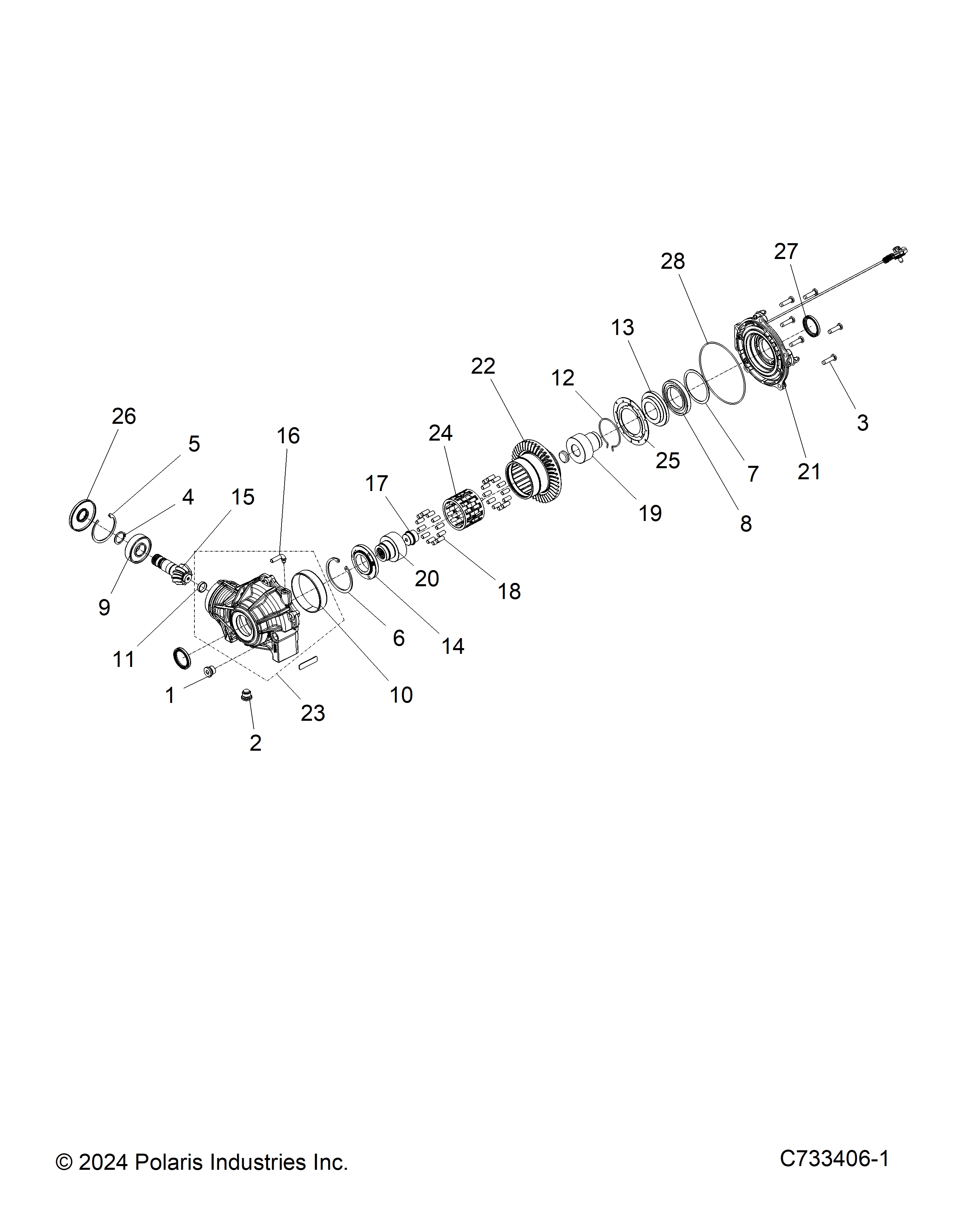 DRIVE TRAIN, FRONT GEARCASE INTERNALS - R25M4E57B5/B6 (C733406-1)