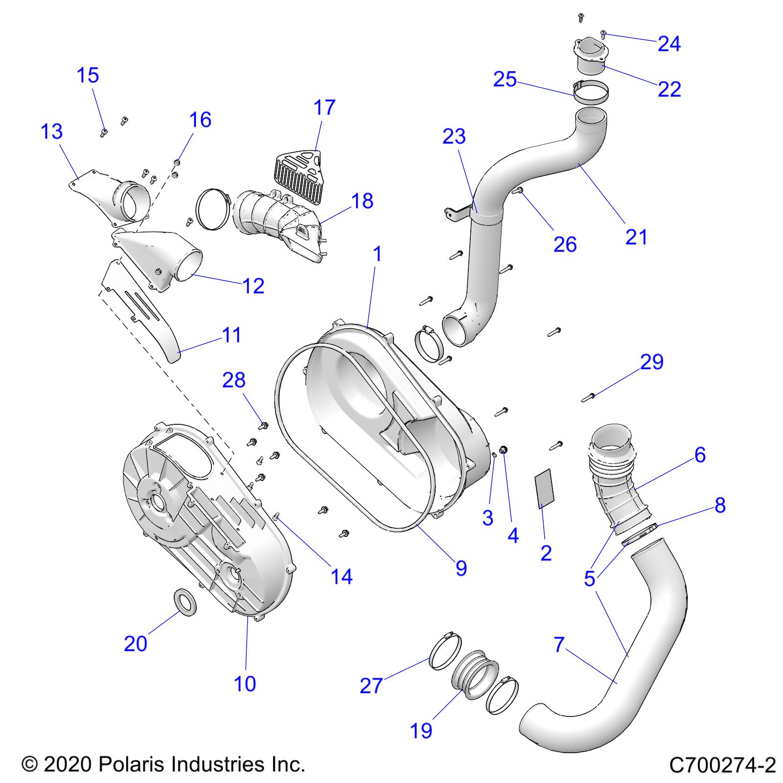 DRIVE TRAIN, CLUTCH COVER AND DUCTING - Z22NAS99CK/FK (C700274-2)