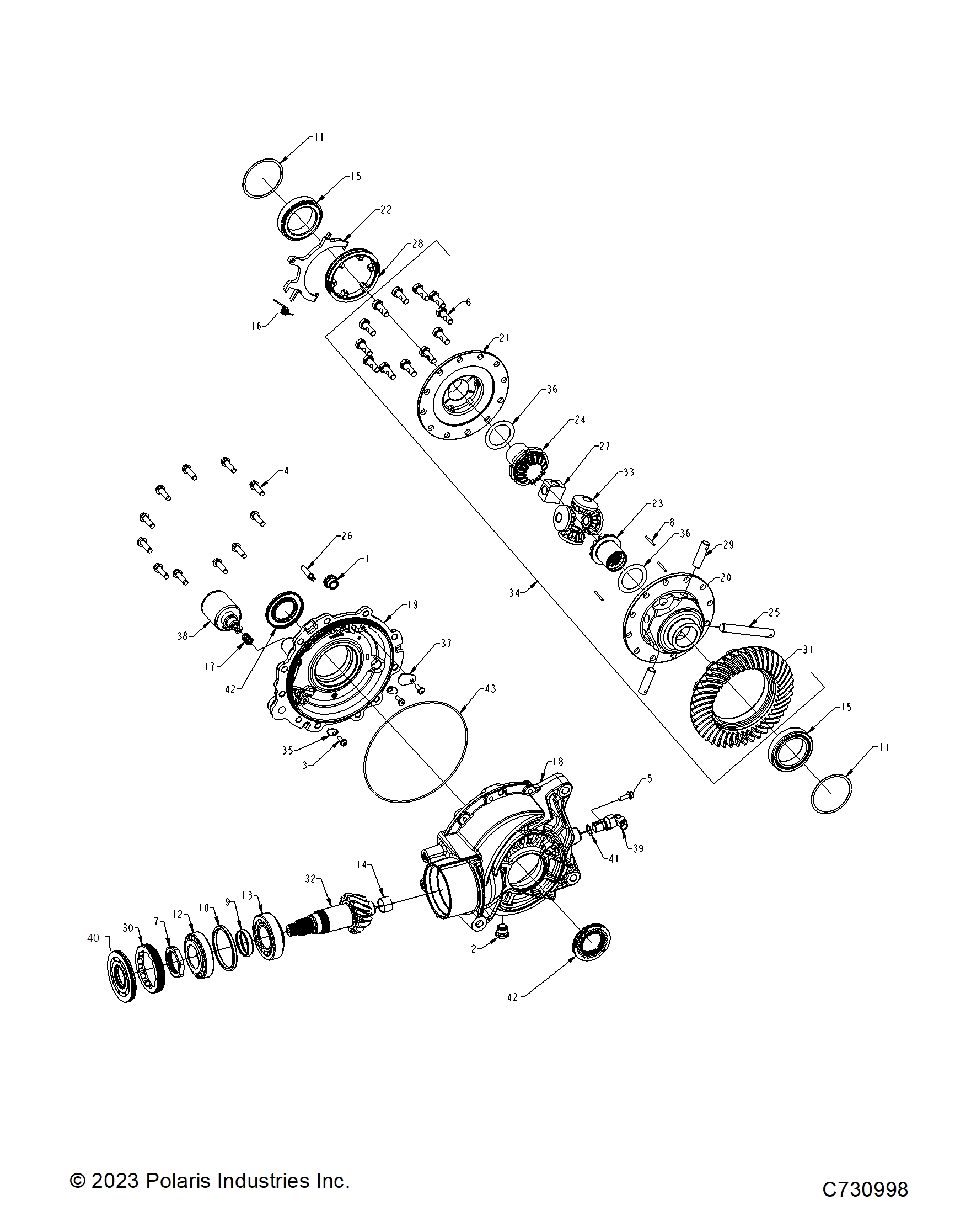 DRIVE TRAIN, REAR GEARCASE INTERNALS - R24XAL1RAH/BH/AS/BS (C730992)