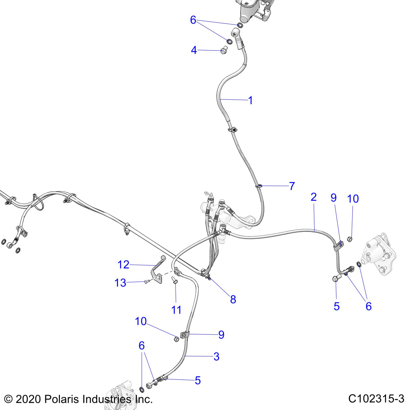 BRAKES, BRAKE LINES, FRONT - A21SEE57F1/F57C1/F1/S57C1/C2/C5/C9/CK/F1/F2/FK (C102315-3)