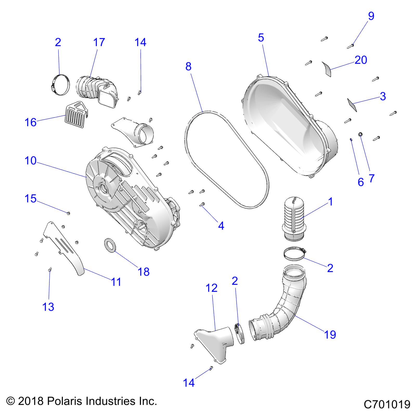 DRIVE TRAIN, CLUTCH COVER AND DUCTING - Z20ASA87B2/E87BH/BW/LW (C701019)