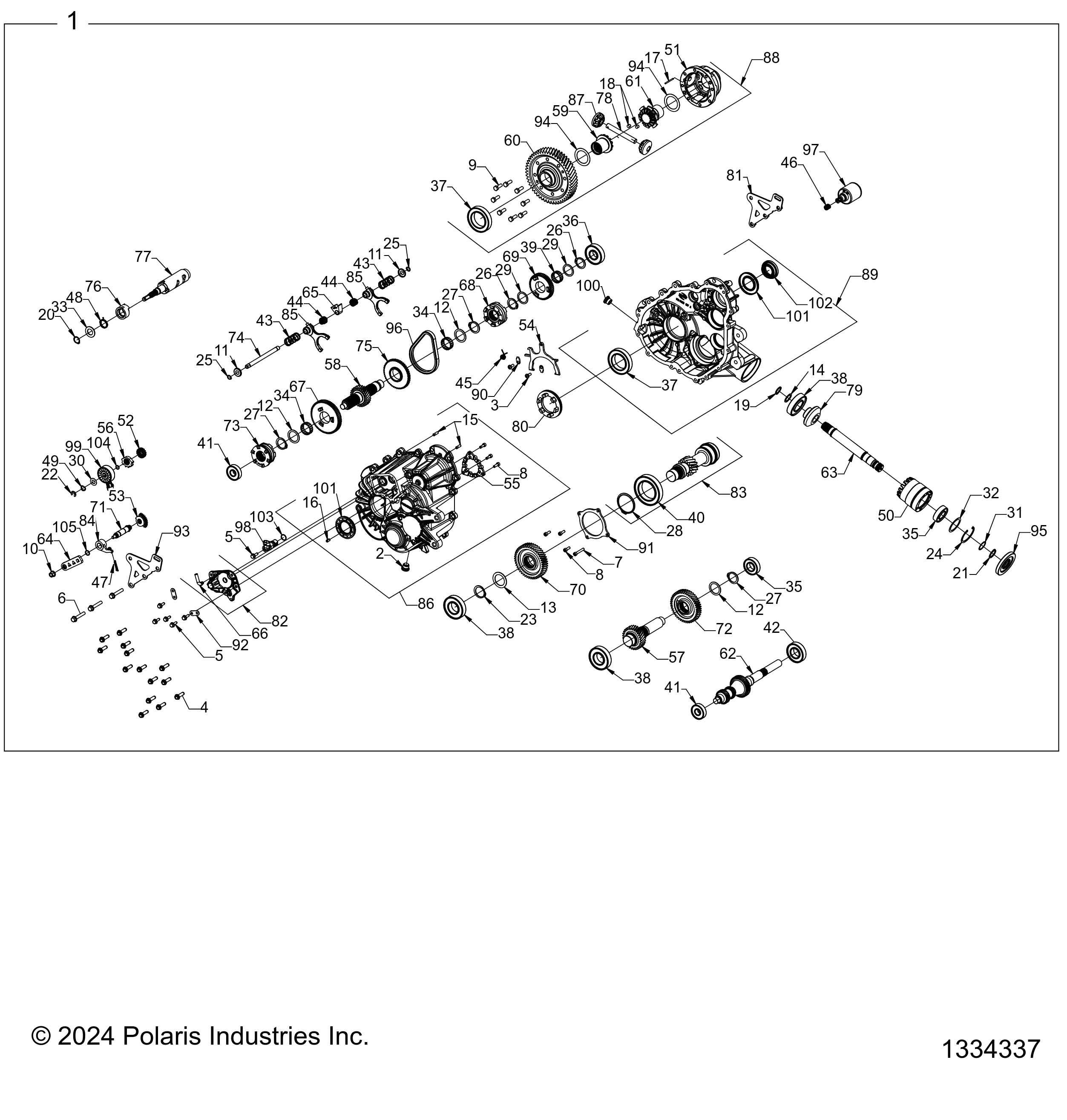 DRIVE TRAIN, MAIN GEARCASE INTERNALS - D22P2A99A4/A99B4/E99A4/F99A4/G99A4 (1334337)