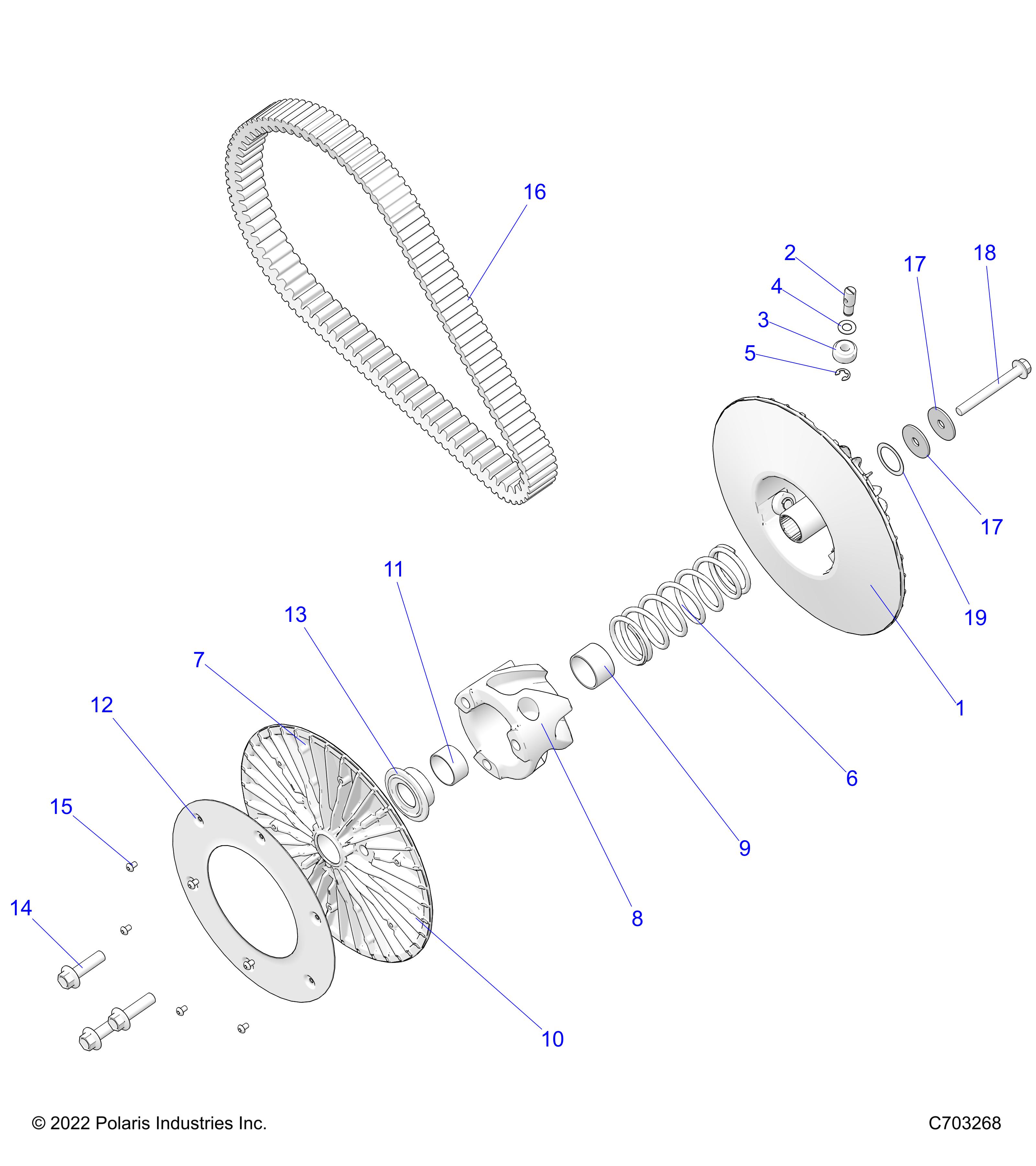 DRIVE TRAIN, SECONDARY CLUTCH/BELT - Z23RMU2KAN/BN (C703268)