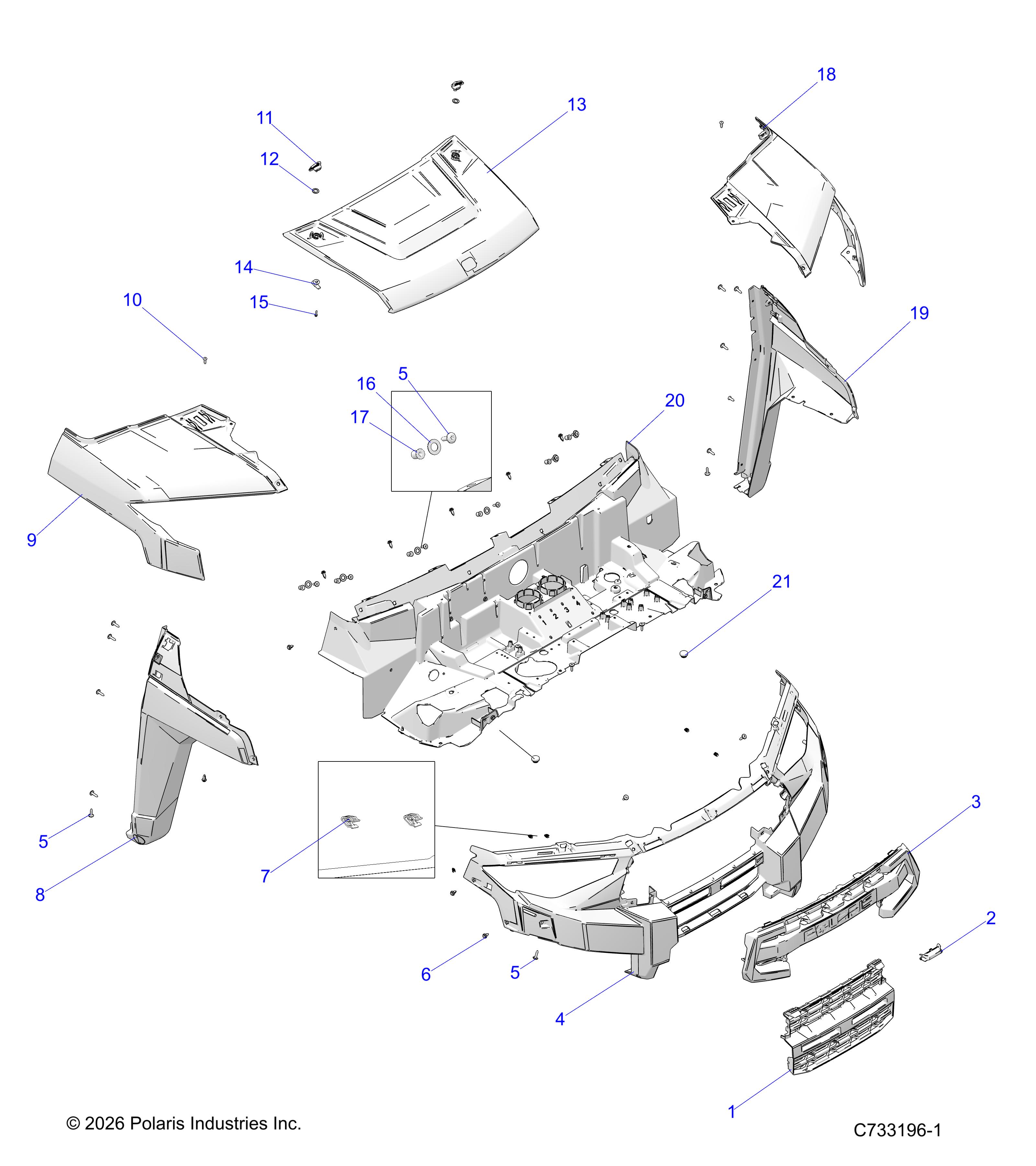 BODY, HOOD & FRONT FASCIA - R26RSY99A9/AF/AH/AB/AS/B9/BF/BH/BB/BS (C733196-1)