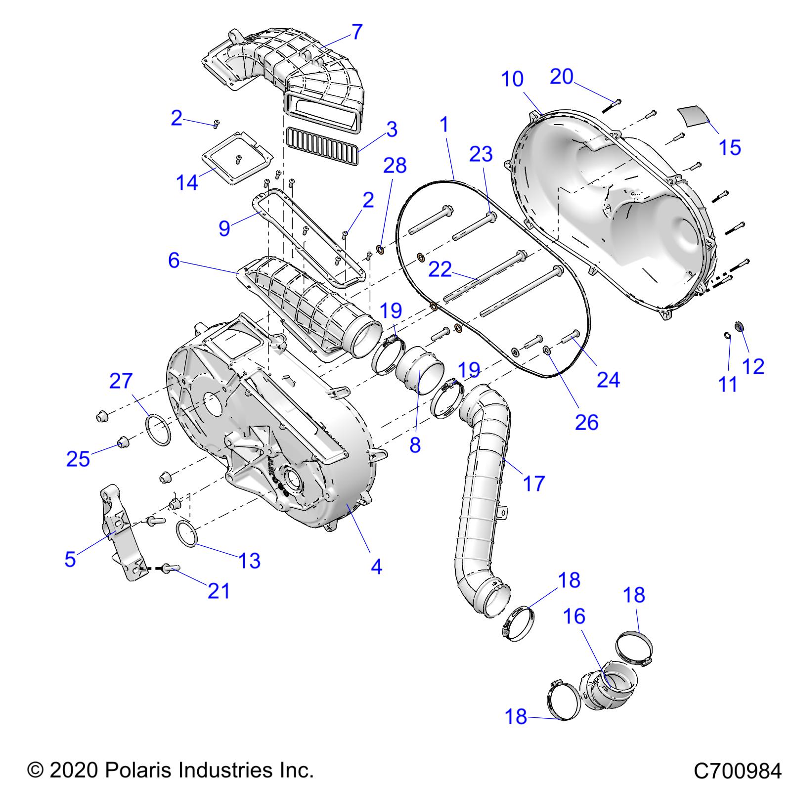 DRIVE TRAIN, CLUTCH COVER AND DUCTING - R20RSF99AV/BV (C700984)