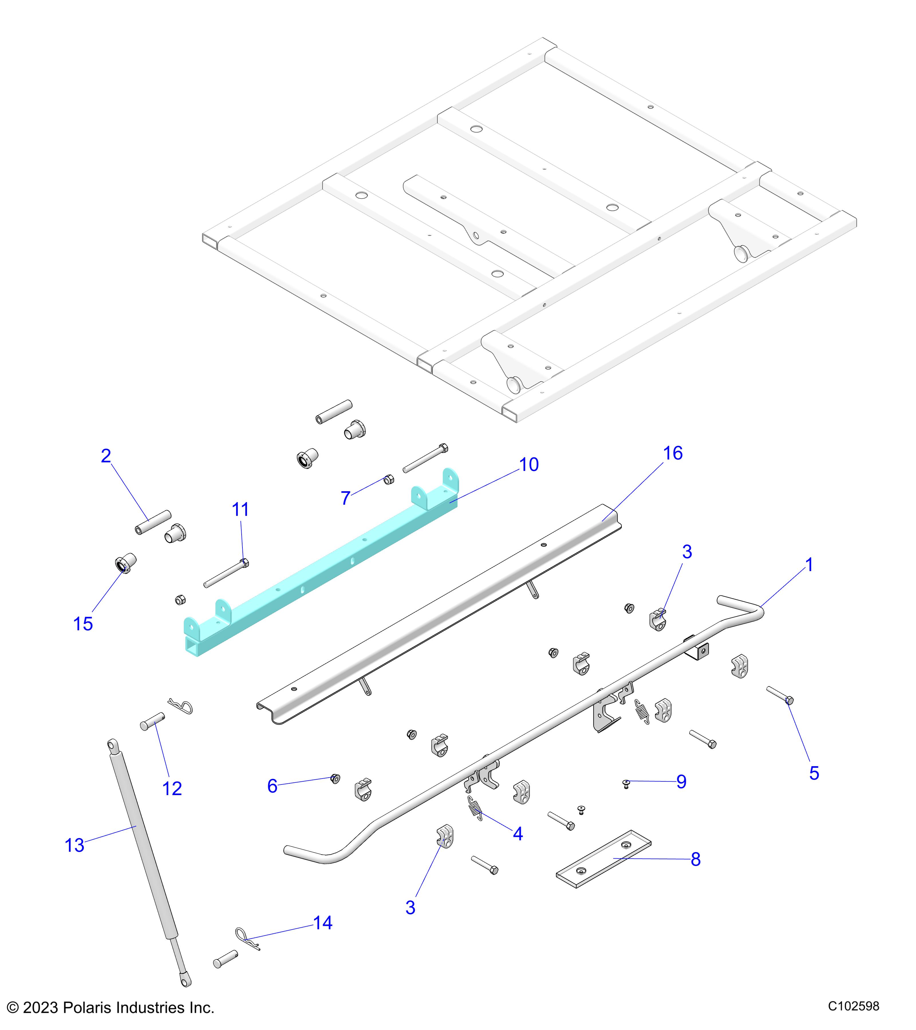 BODY, DUMP BOX LEVER and SHOCK MOUNTING - A25SKE57A1 (C102598)