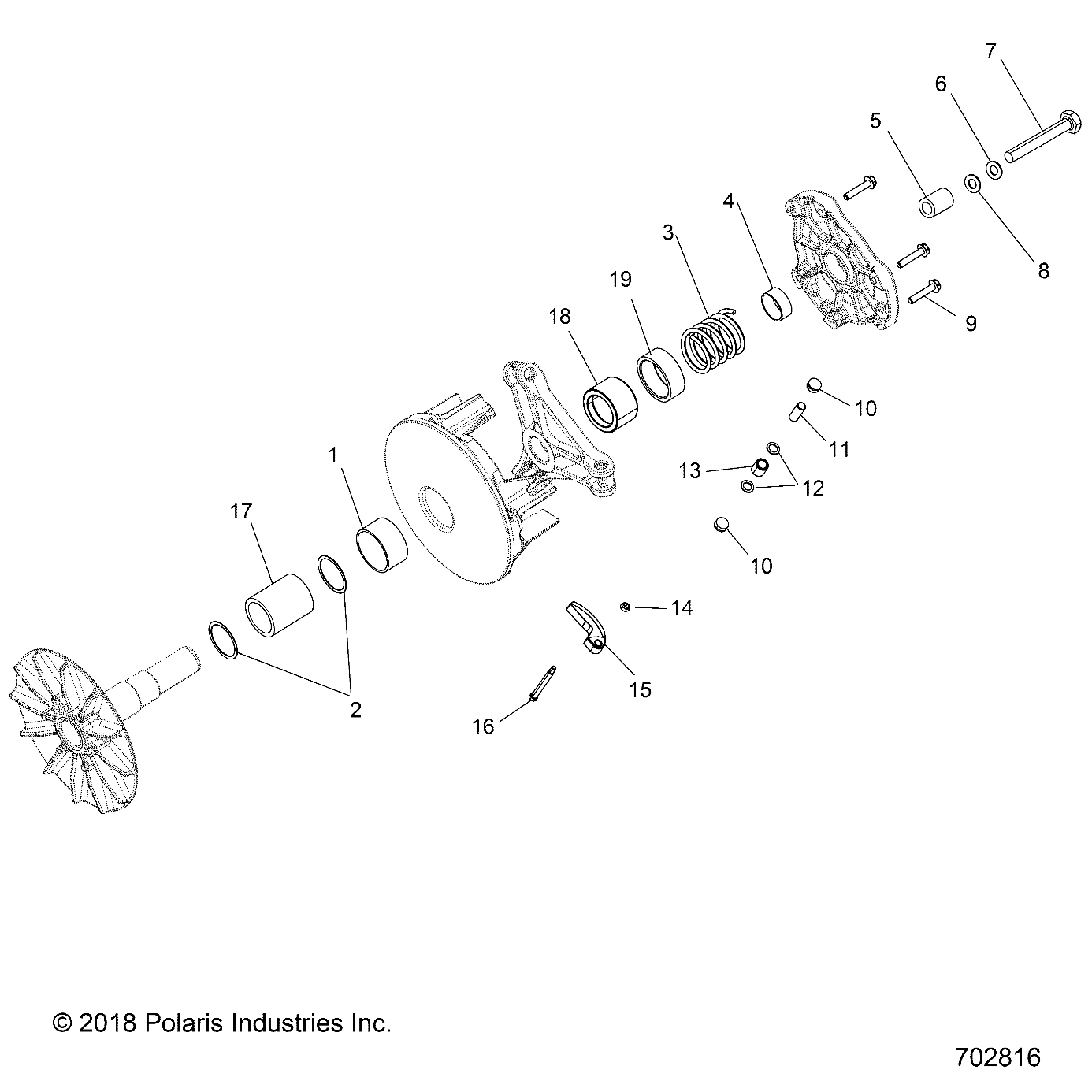 DRIVE TRAIN, PRIMARY CLUTCH - R22CDA57A1 (49RGRCLUTCHDRV12RZR570)