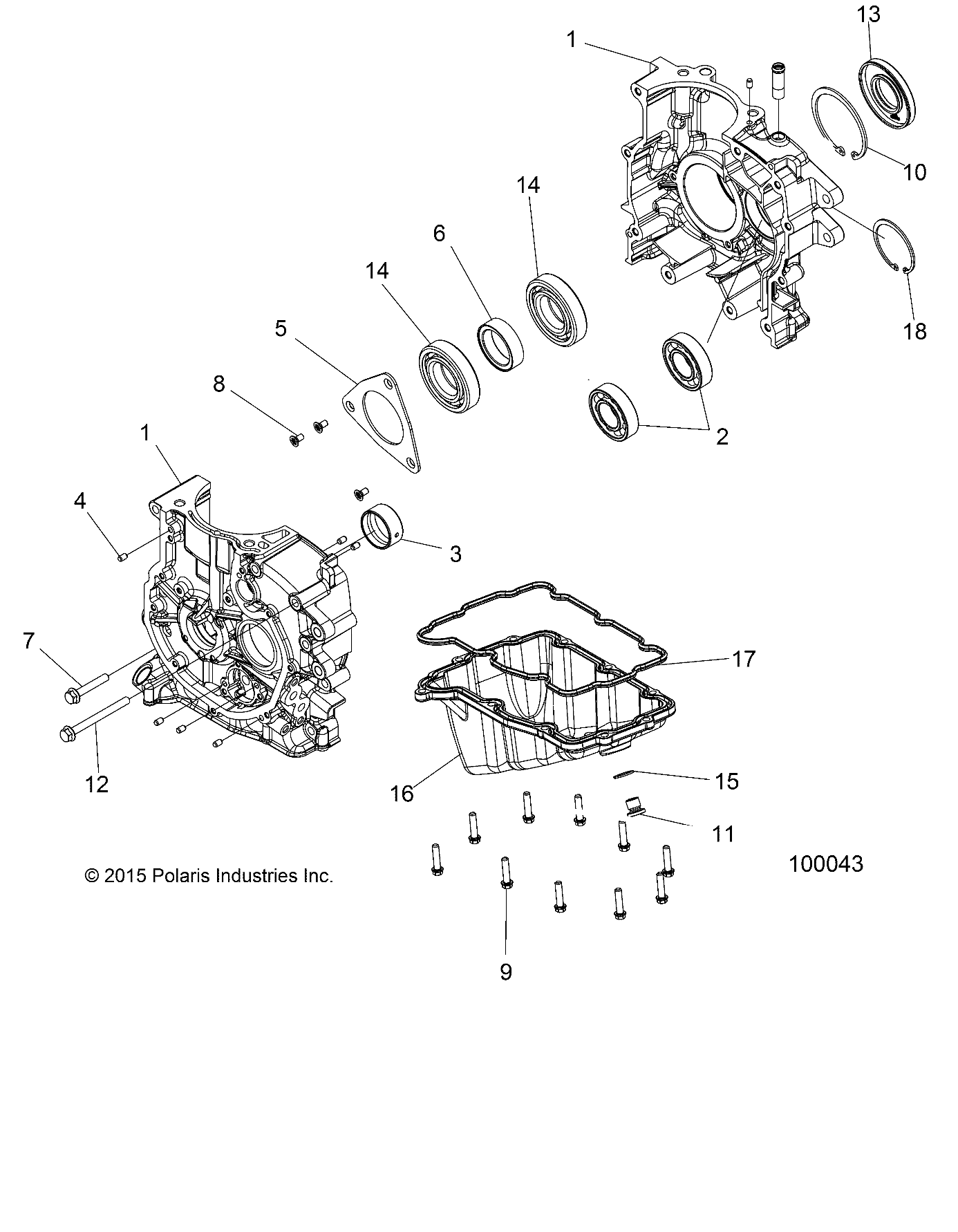 ENGINE, CRANKCASE - A18SES57F1/F7/SET57F1 (49ATVCRANKCASE14SP570)