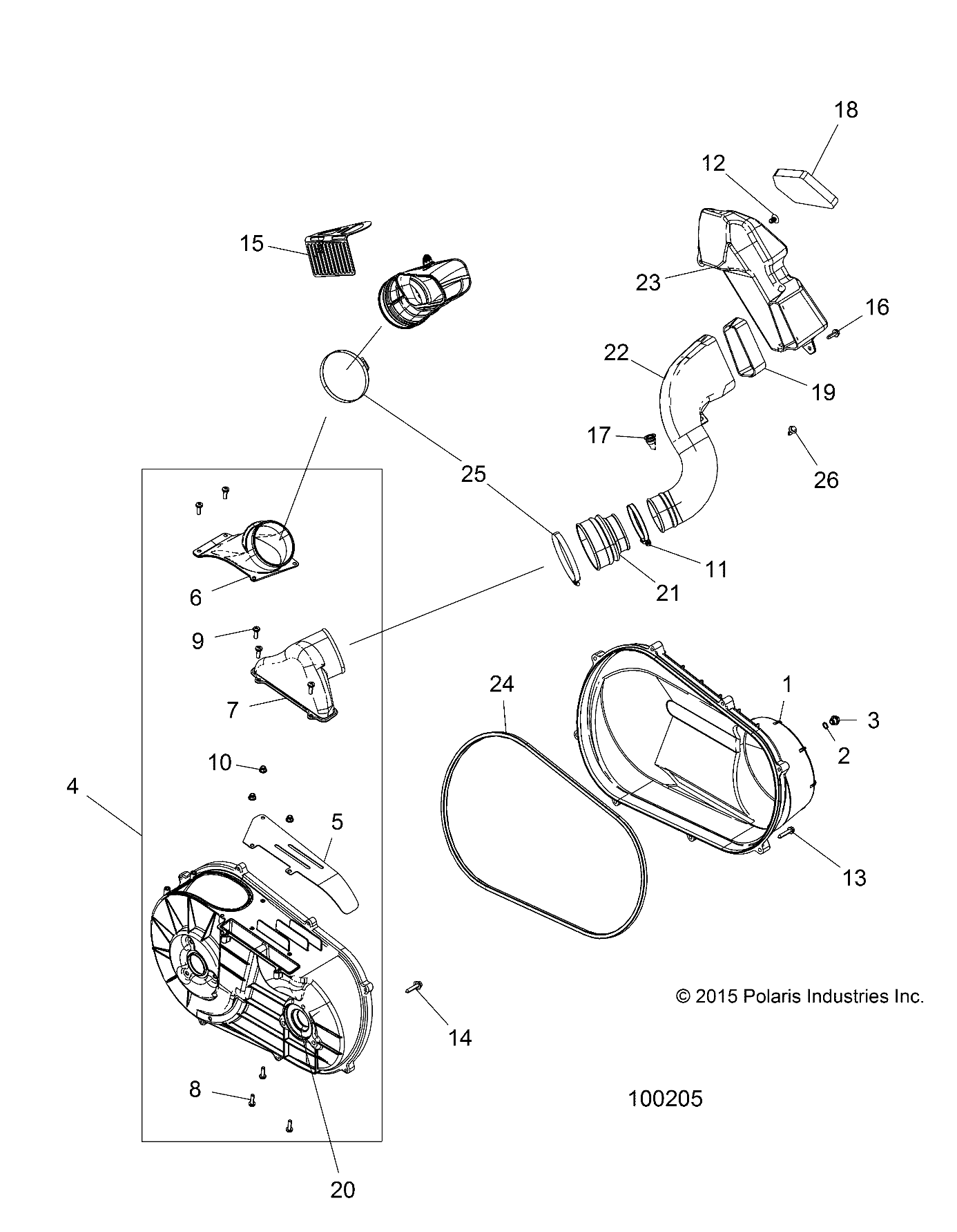 DRIVE TRAIN, CLUTCH COVER AND DUCTING - A16DAE87AL (100205)