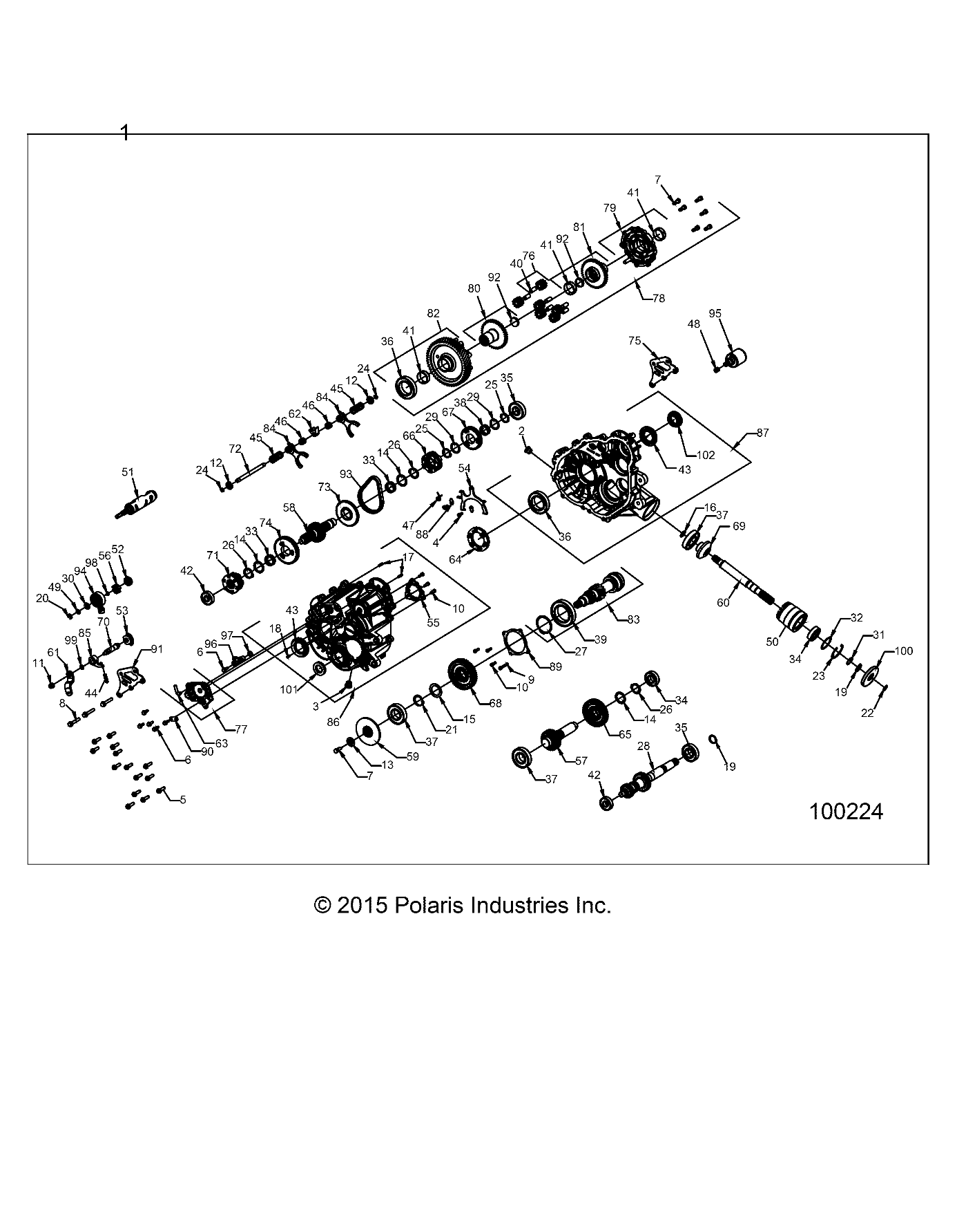 DRIVE TRAIN, MAIN GEARCASE (TO 2/22/16) - A16DAA57F1/F2/E57FM (100224)