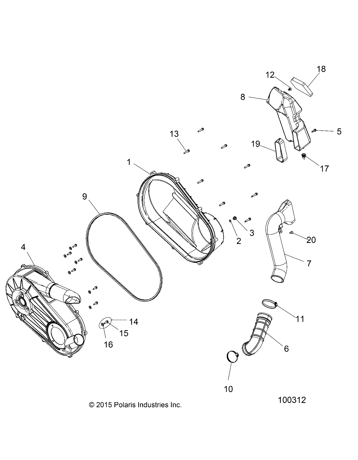 DRIVE TRAIN, CLUTCH COVER AND DUCTING - A16DAA32A1/A7 (100312)