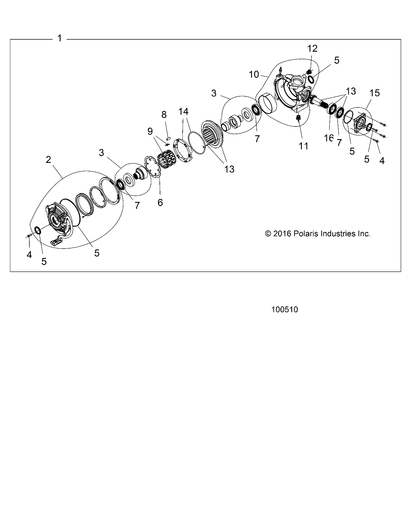 DRIVE TRAIN, FRONT GEARCASE INTERNALS - A16SXM95AL (100510)