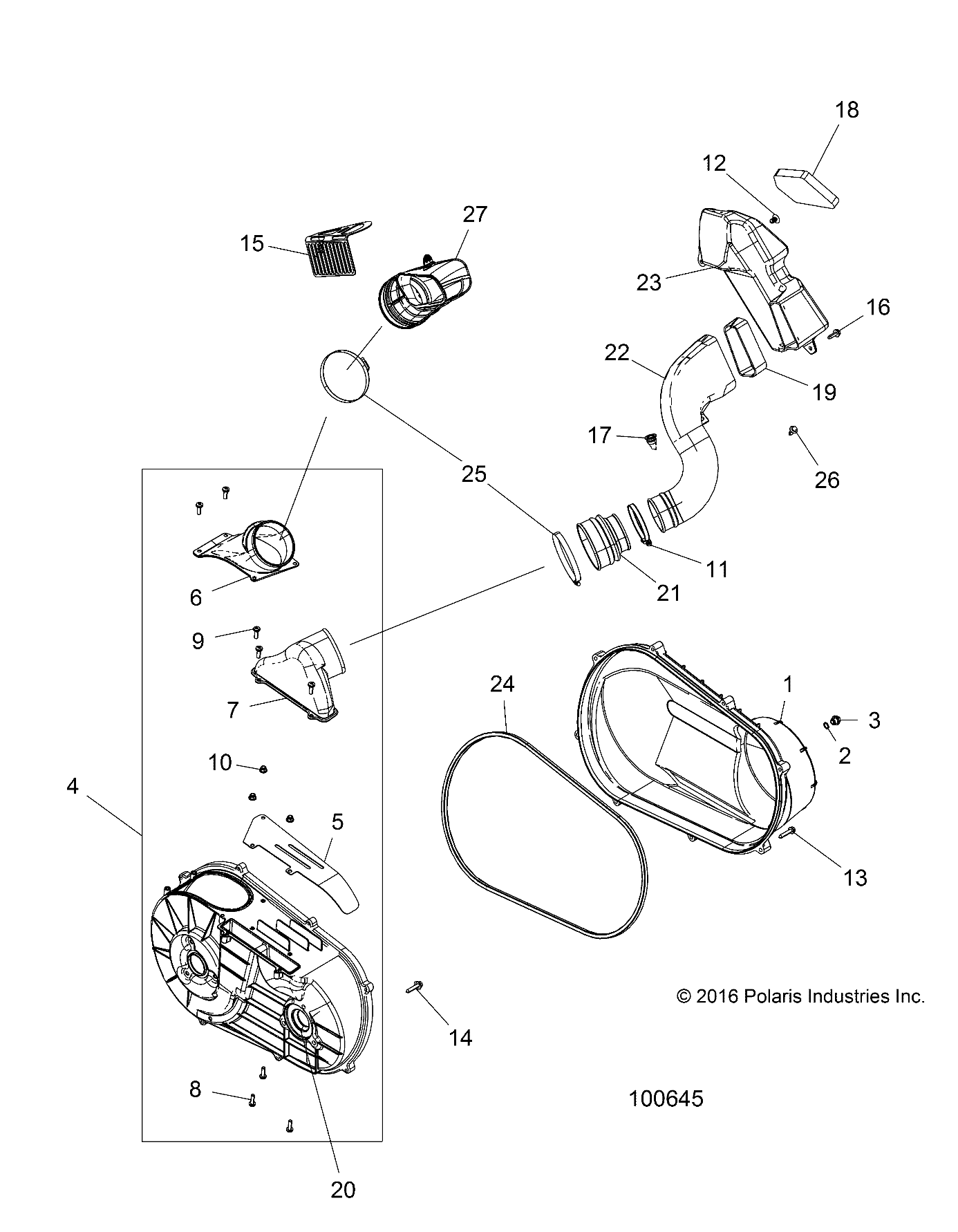 DRIVE TRAIN, CLUTCH COVER AND DUCTING - A19DCE87AK (100645)