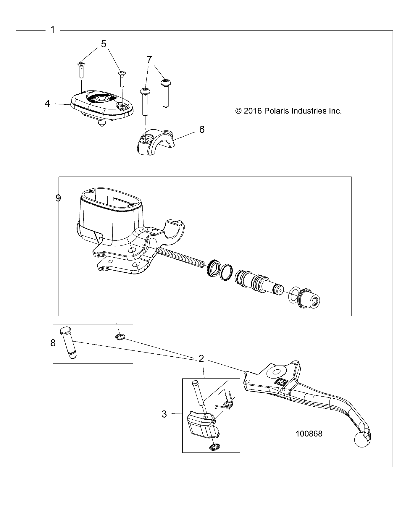 BRAKES, FRONT BRAKE LEVER and MASTER CYLINDER - A25SHD57A9 (100868)