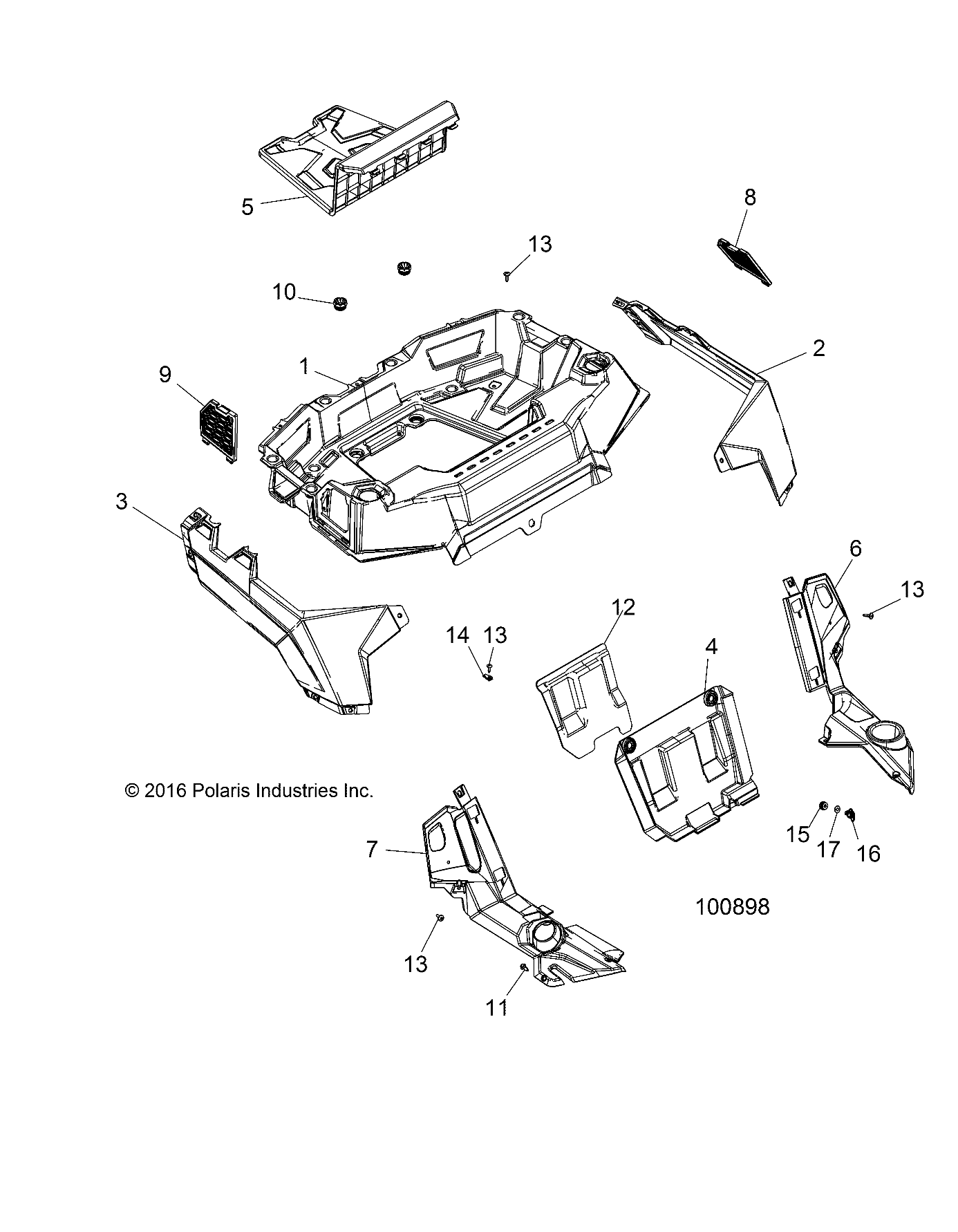 BODY, REAR RACK AND FENDERS - A17DCE87AU (100898)