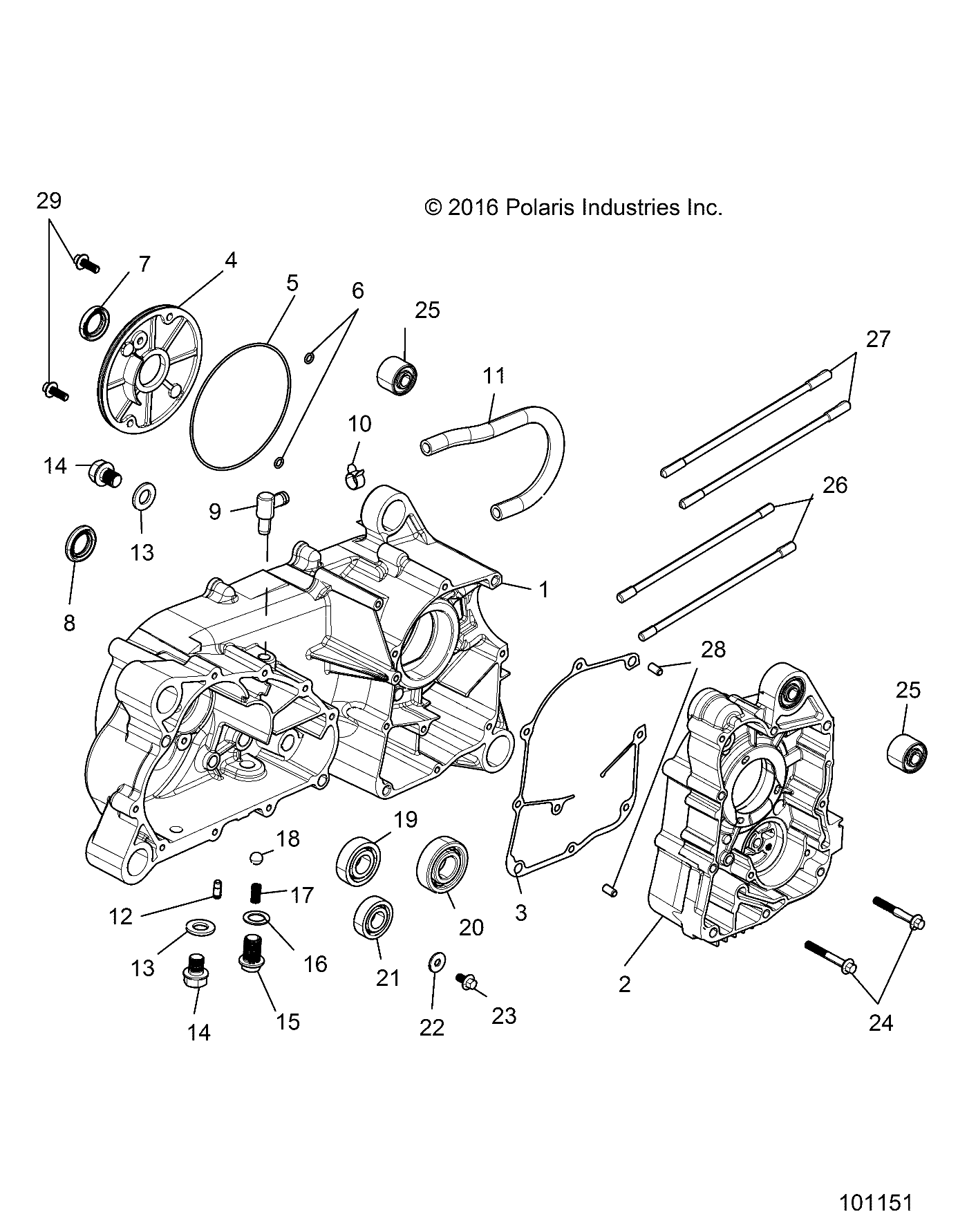 ENGINE, CRANKCASE COMP LEFT/RIGHT - A23HZB15A1/A4/B1/B4 (101151)