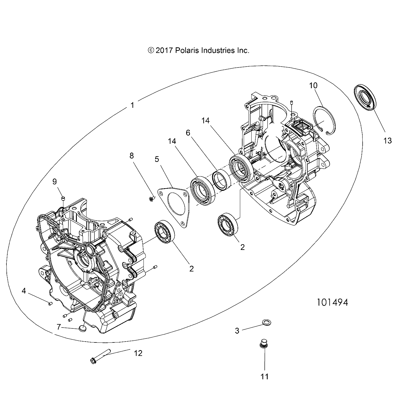 ENGINE, CRANKCASE - A19DAE57A4 (101494)