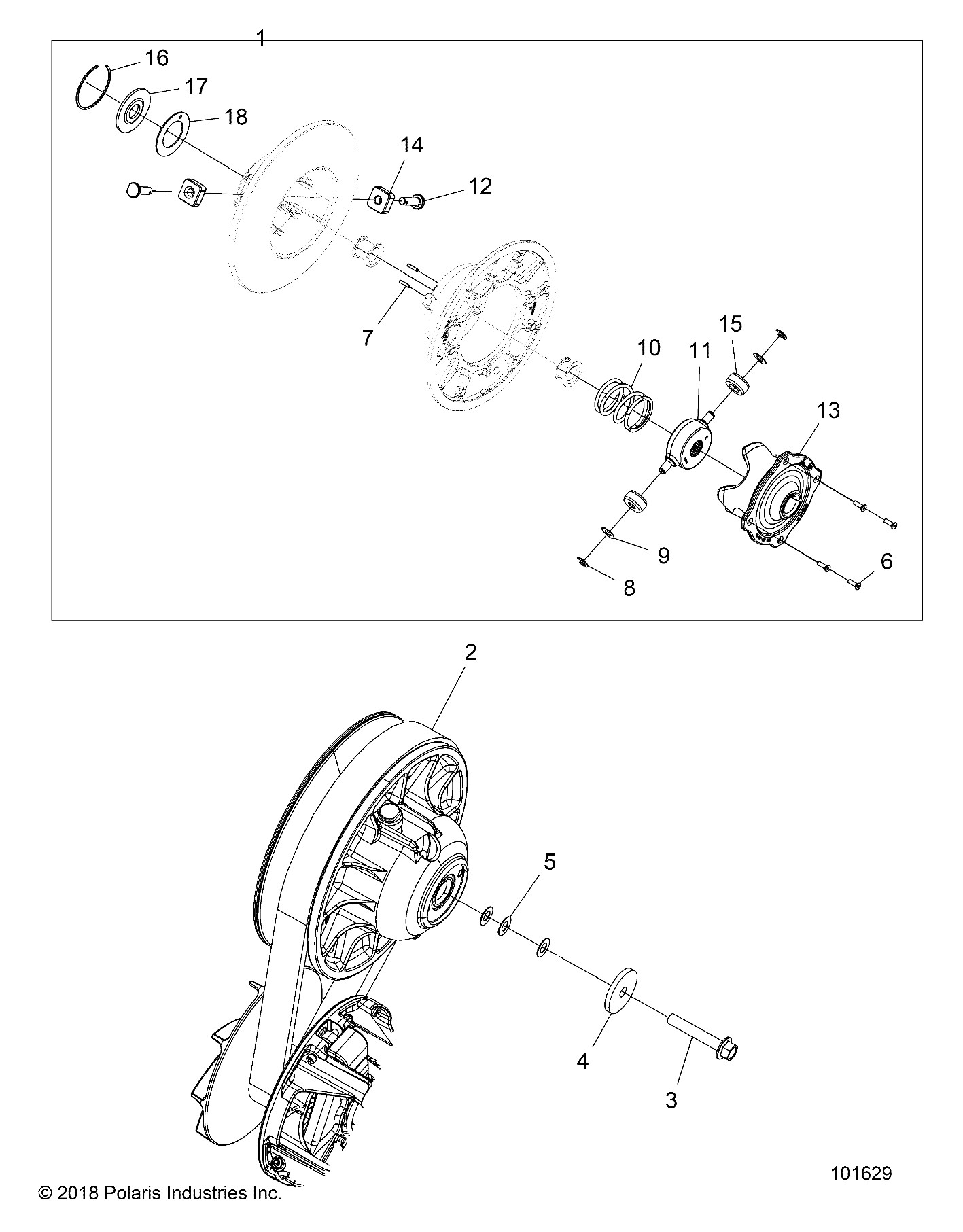 DRIVE TRAIN, SECONDARY CLUTCH - A19SXS95FR (101629)