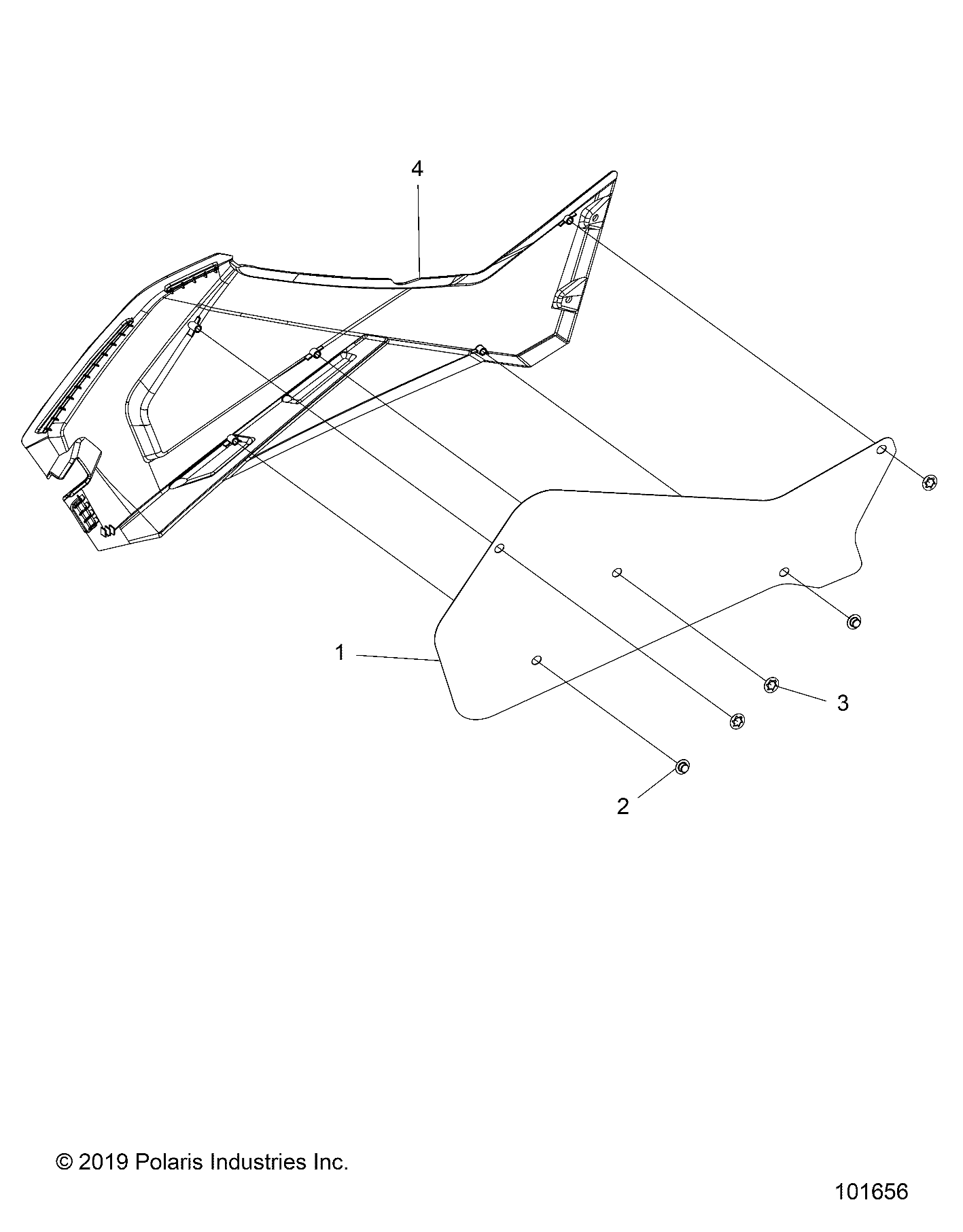 BODY, RIGHT HAND SIDE PANEL HEAT SHIELD AND HARDWARE 2 UP - A20SDA57A5/L4/E57A4/B4/LE (101656)