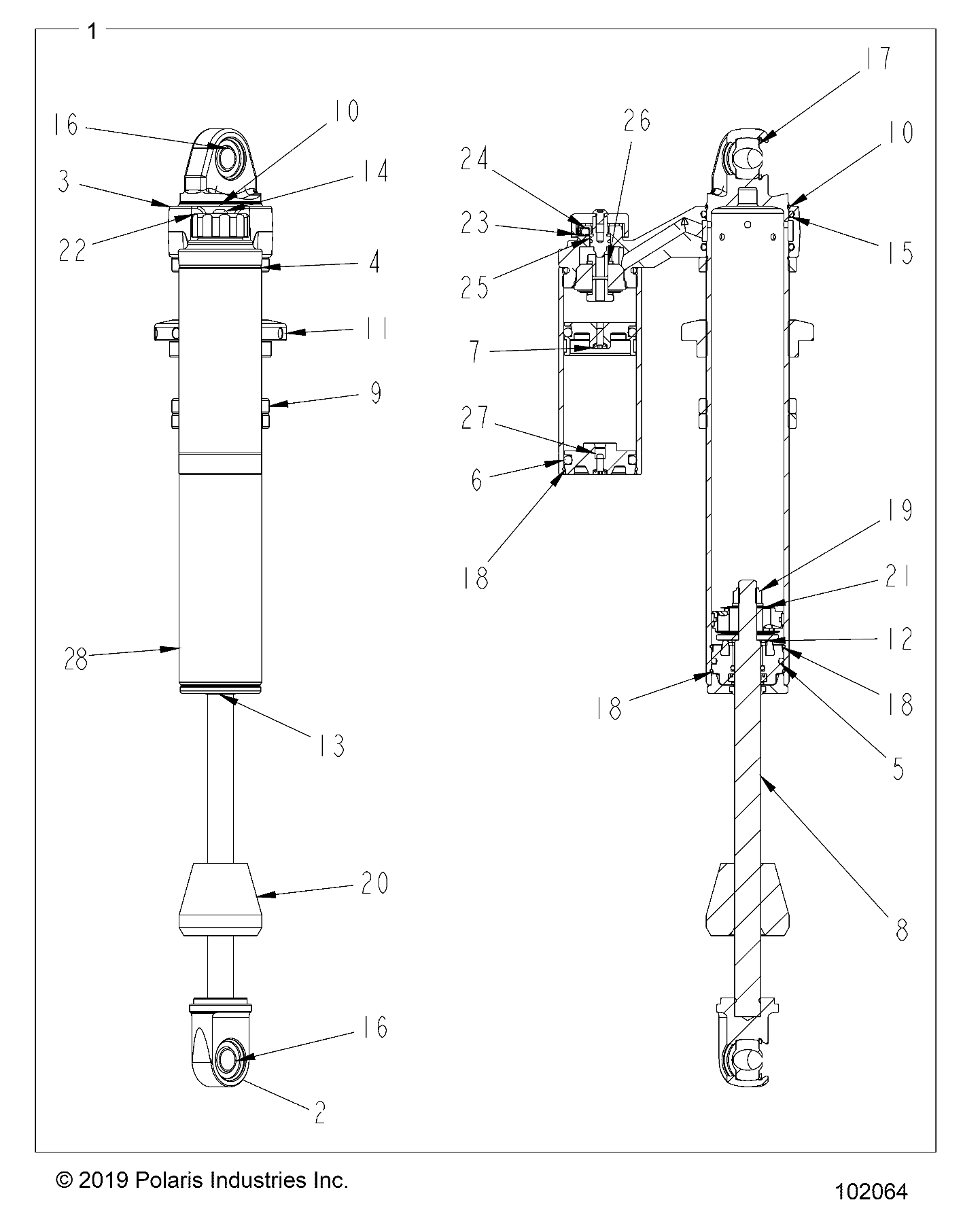 SUSPENSION, SHOCK, FRONT PIGGYBACK, LH, RH, INTERNALS - A20SLZ95AE (102064)