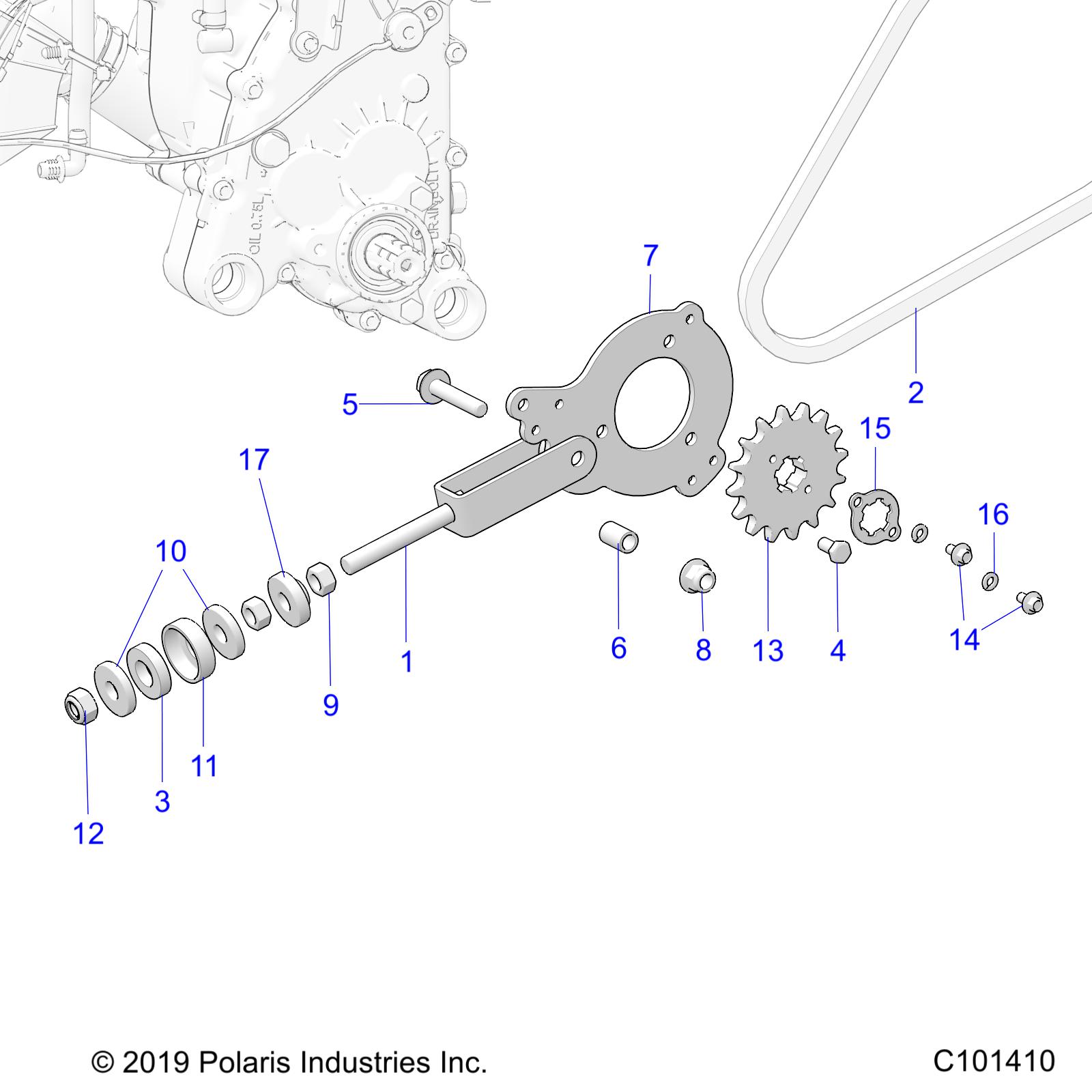 DRIVE TRAIN, CHAIN TENSIONER AND SPROCKET - A19HZA15A1/A7/B1/B7 (C101410)