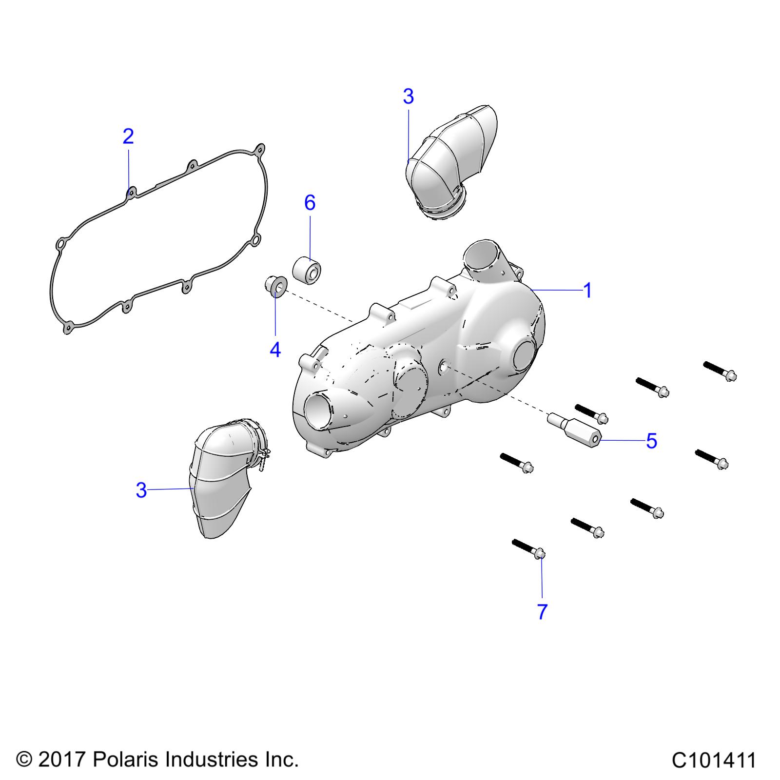 DRIVE TRAIN, CLUTCH COVER AND DUCTING - R25HZB15N5 (C101411)