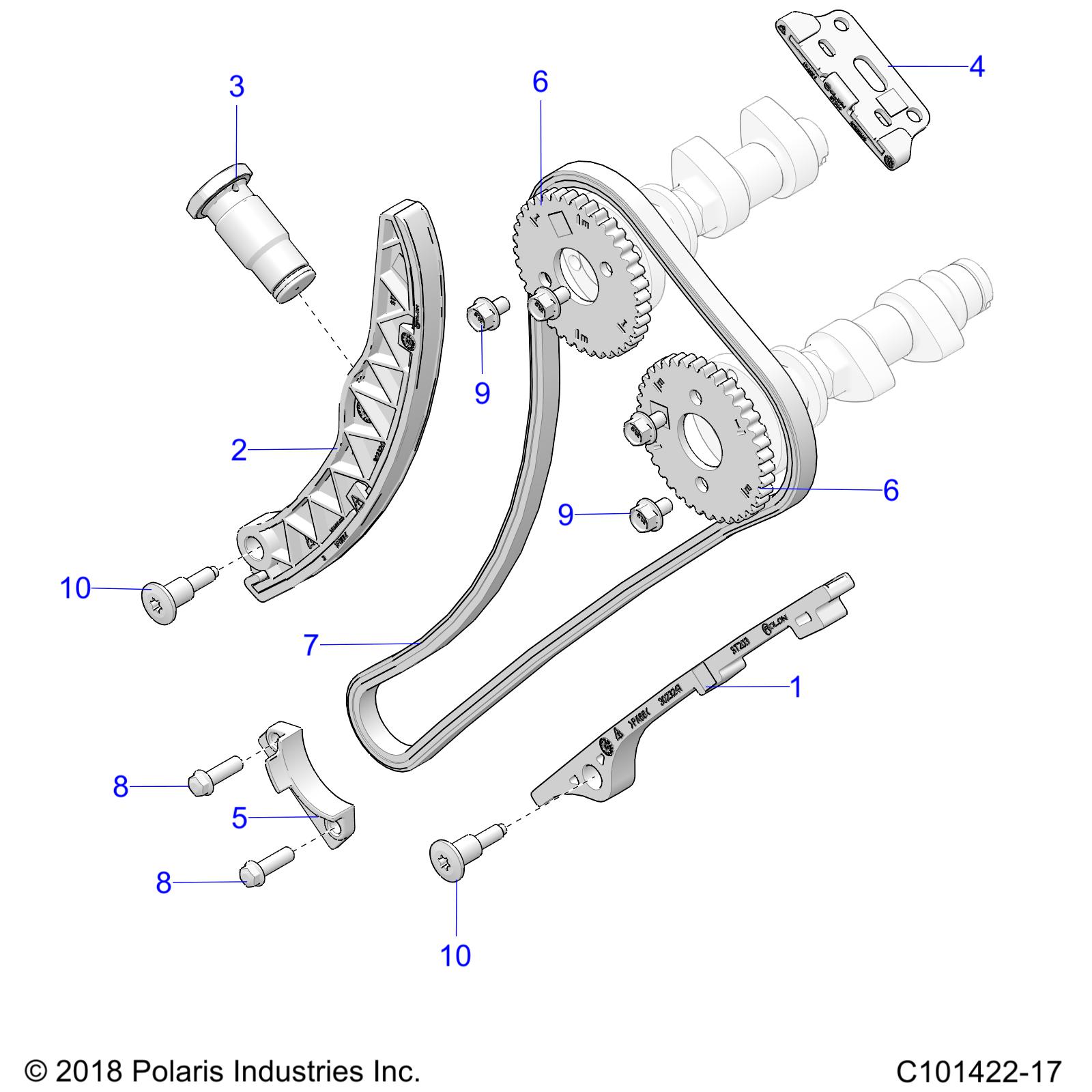 ENGINE, CAM CHAIN and SPROCKET - A25SEA57F1/C1/C2 (C101422-17)