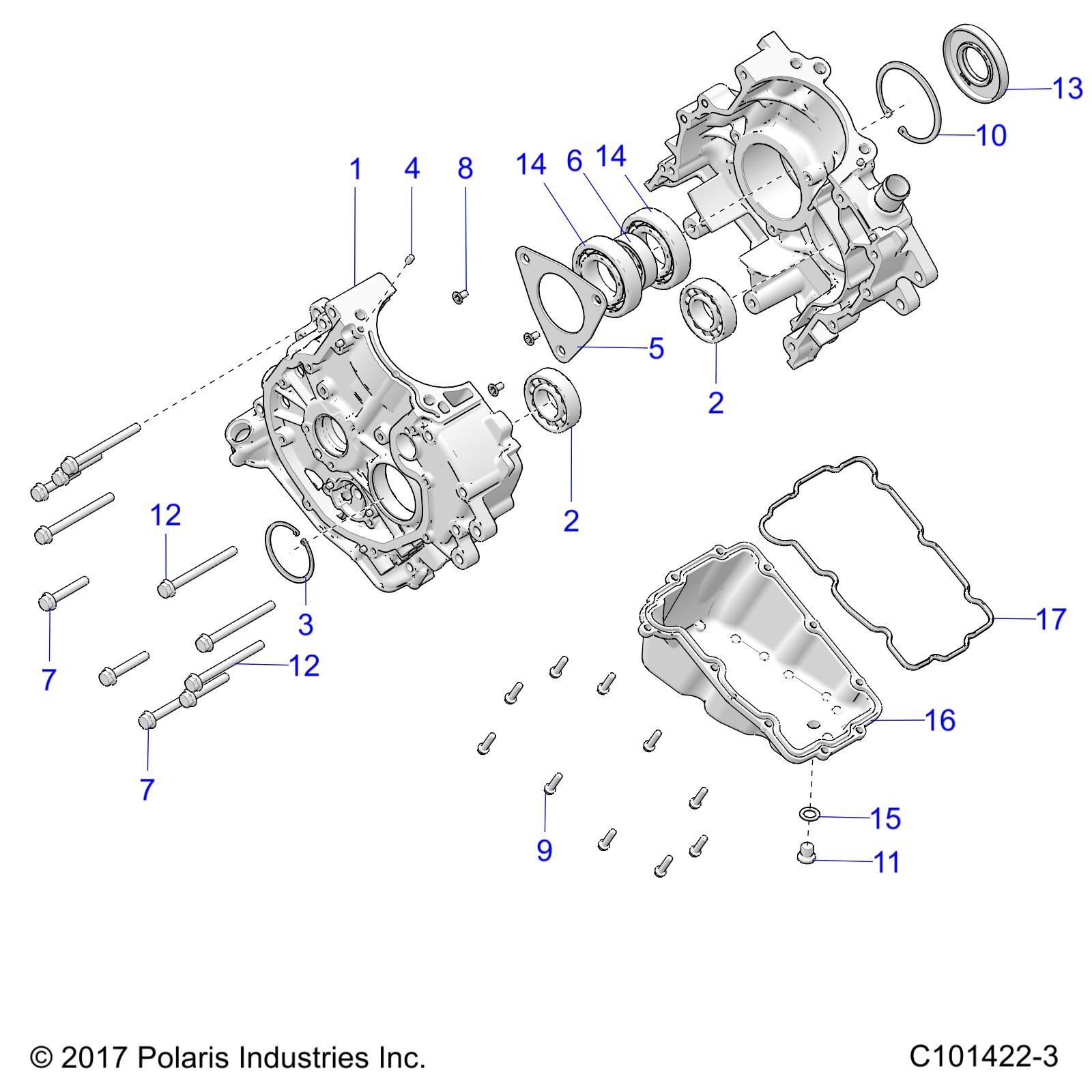 ENGINE, CRANKCASE - A20SEG57A1/A4/A7/A9/B1/B4 (C101422-3)