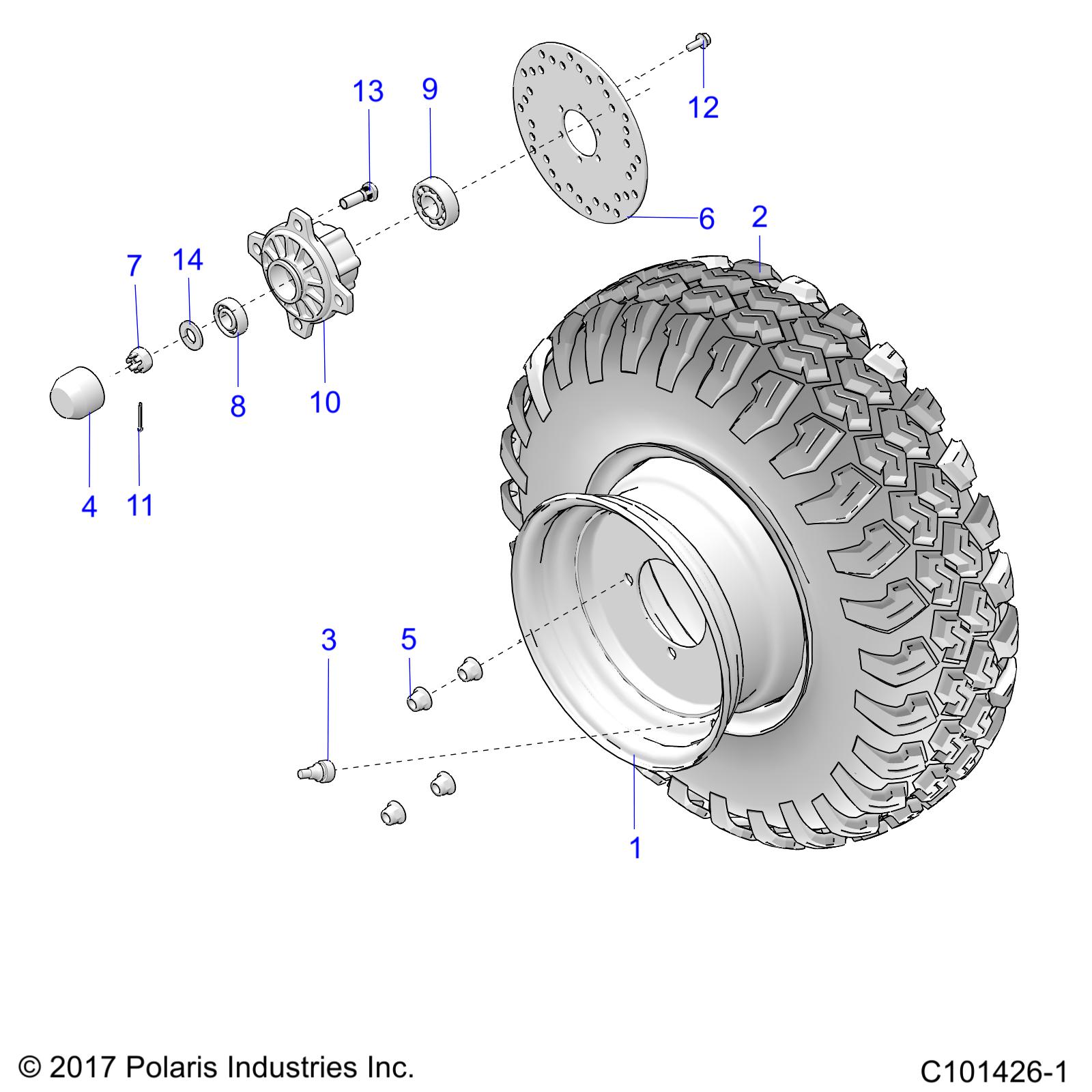 WHEELS, FRONT TIRE AND BRAKE DISK - R25HZA15N5 (101426-1)