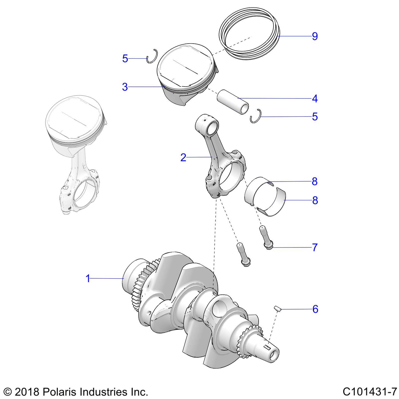 ENGINE, CRANKSHAFT and PISTON - A25SLE95CF/FF (C101431-7)