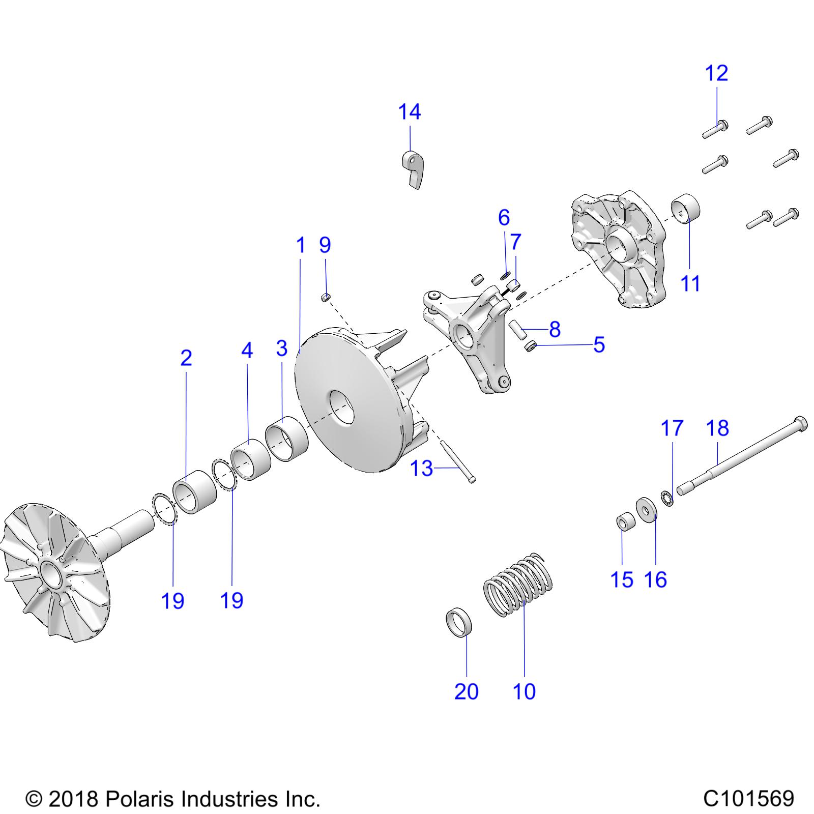 DRIVE TRAIN, PRIMARY CLUTCH - A19SHE57FP (C101569)