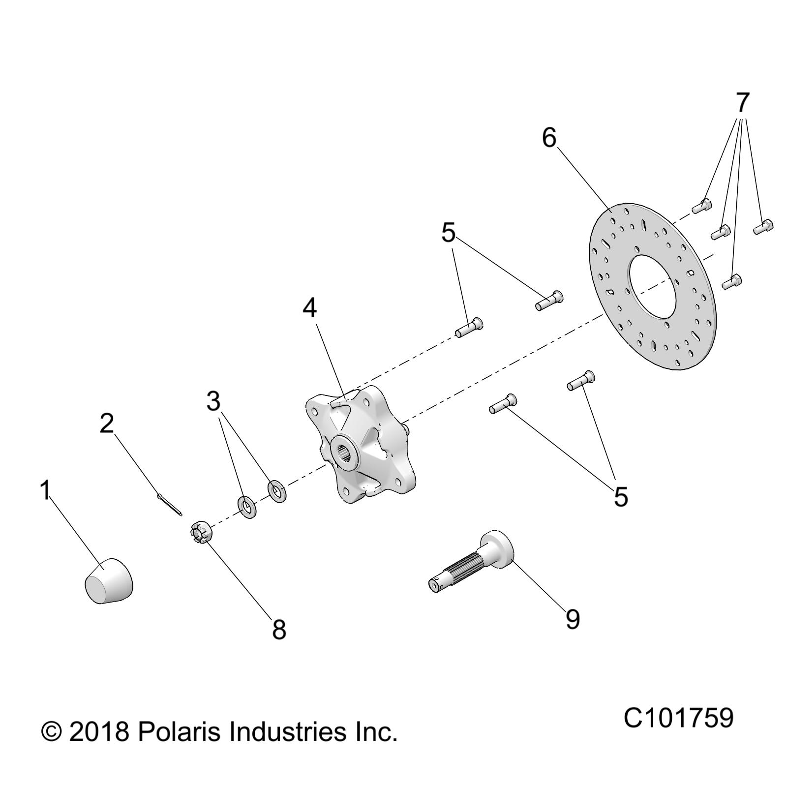 WHEELS, FRONT HUB and BRAKE DISC - A19SAA50D5