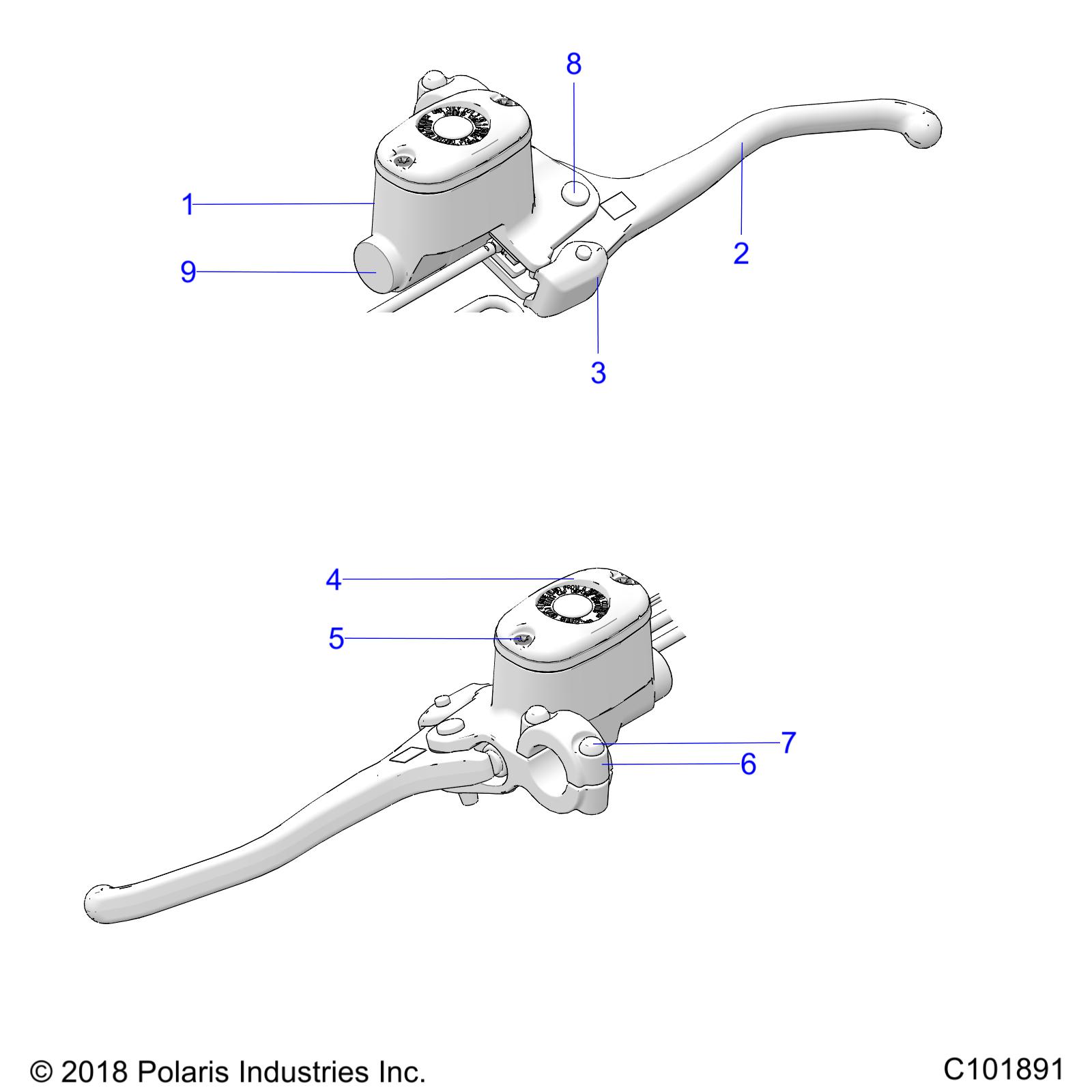 BRAKES, FRONT BRAKE LEVER and MASTER CYLINDER - A19SDS57C5