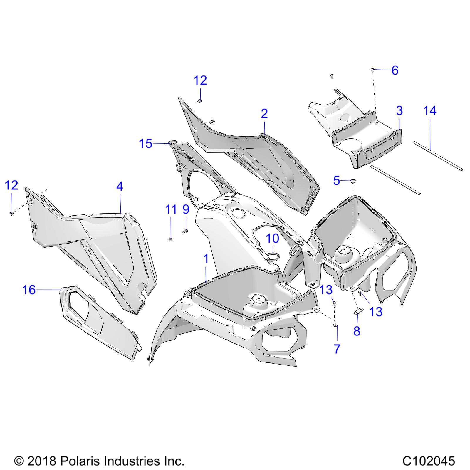 BODY, FRONT CAB and SIDE PANELS - A19SDE57F1/SDA57F1 (C102045)