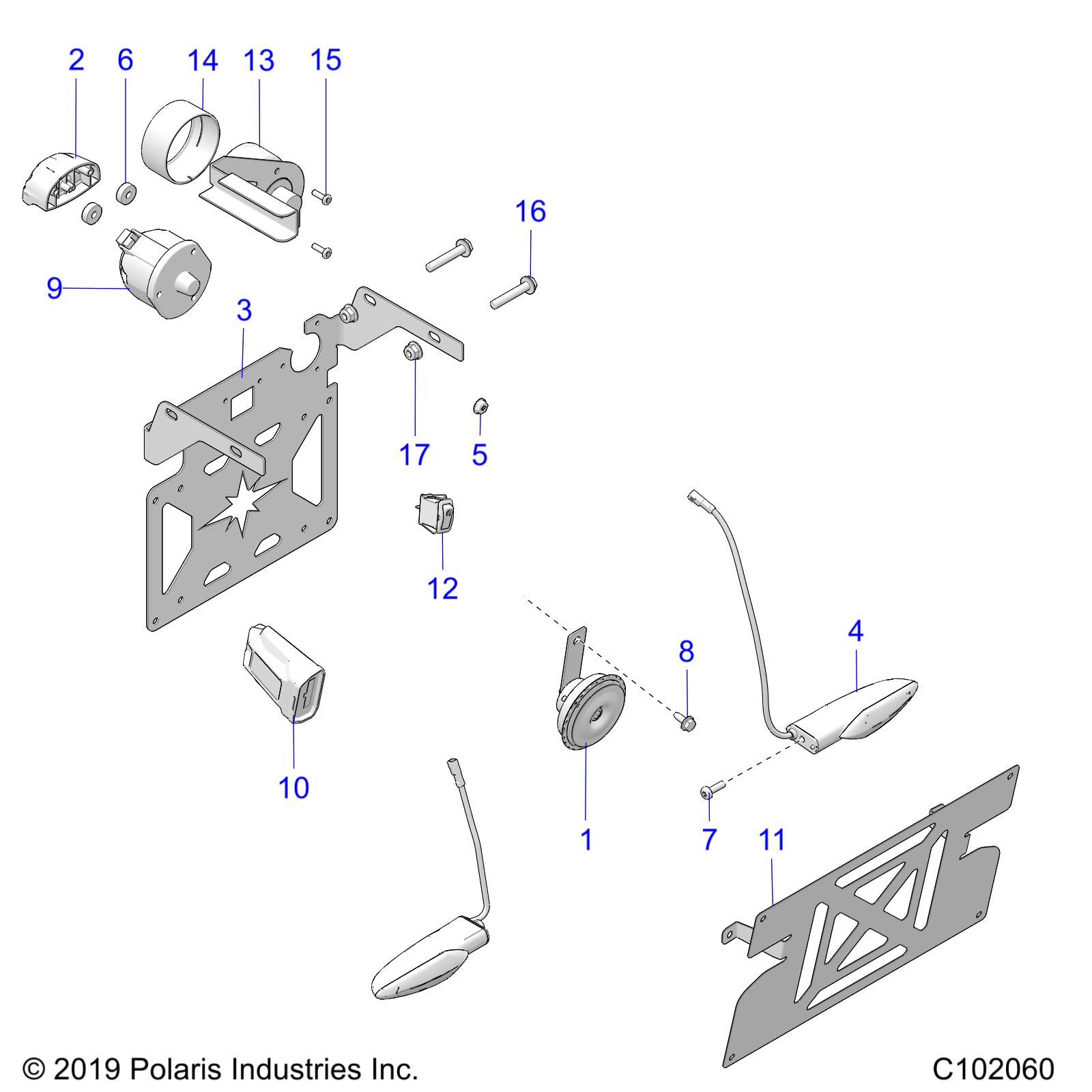 ELECTRICAL, HORN, LICENSE PLATE, SWITCHES - A19SHS57FP