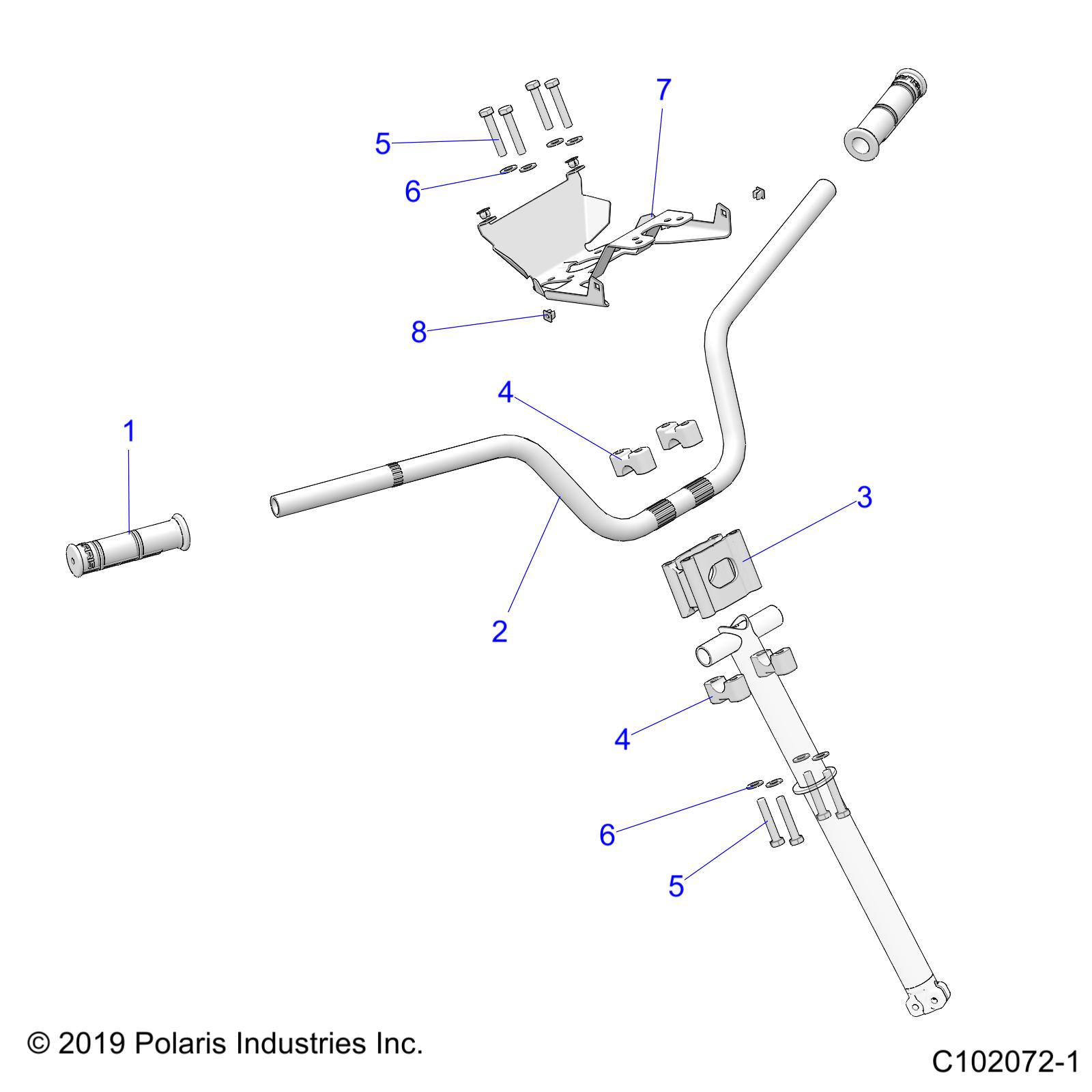 STEERING, HANDLEBAR and CLAMPS - A25SGE95PT (C102072-1)