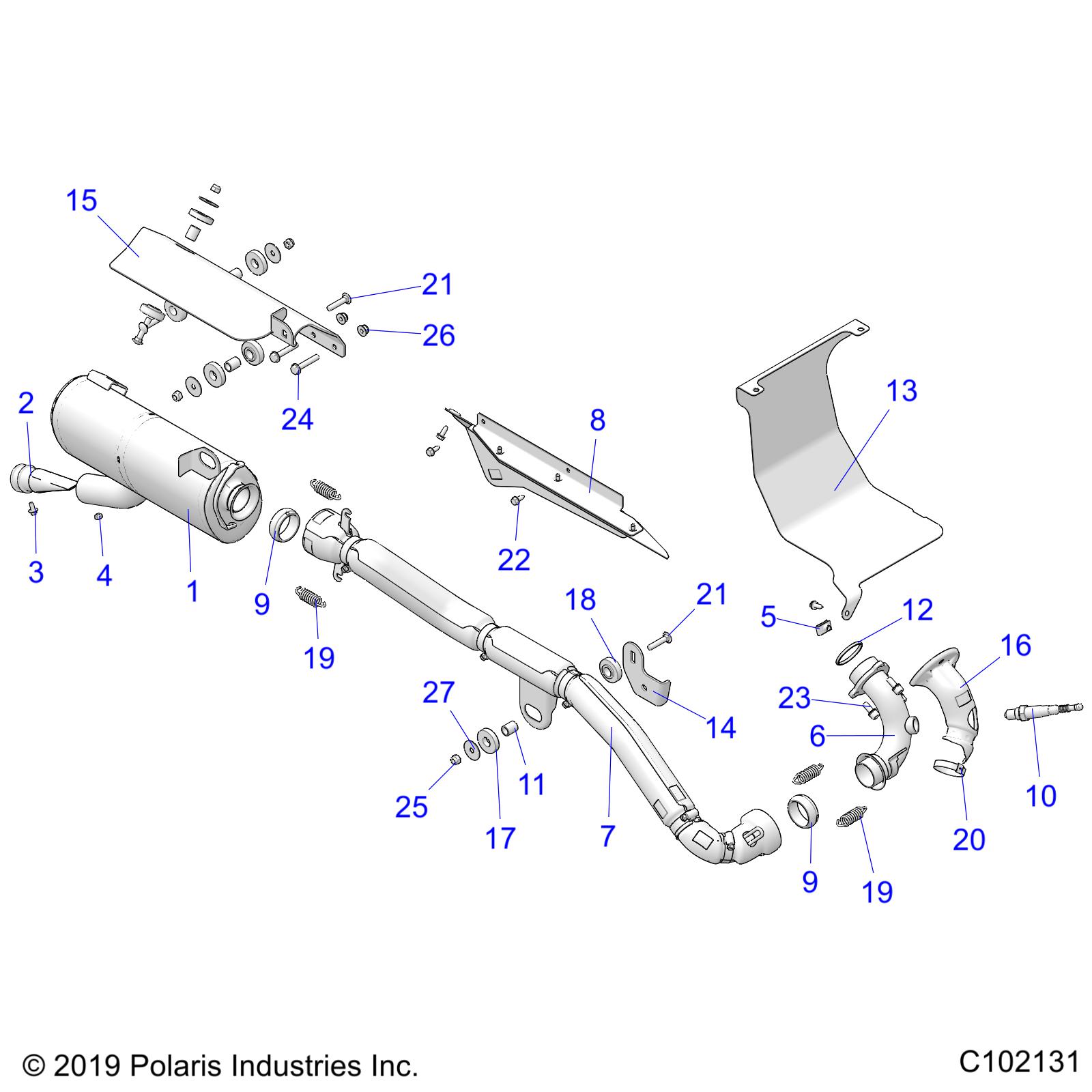 ENGINE, EXHAUST - A19SWS57C1/C2 (C102131)