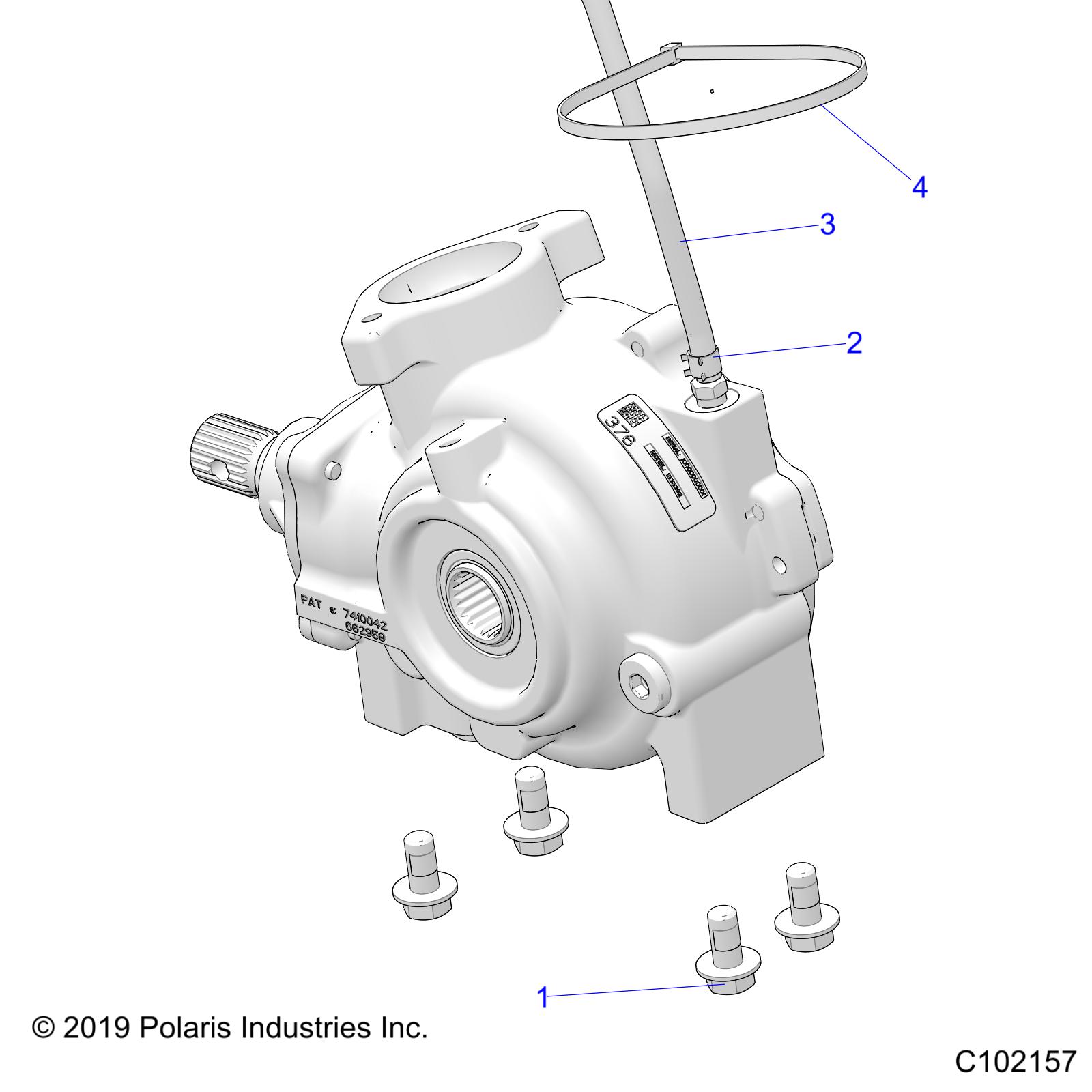 DRIVE TRAIN, GEARCASE MOUNTING, FRONT - A25SXE95PP (C102157)